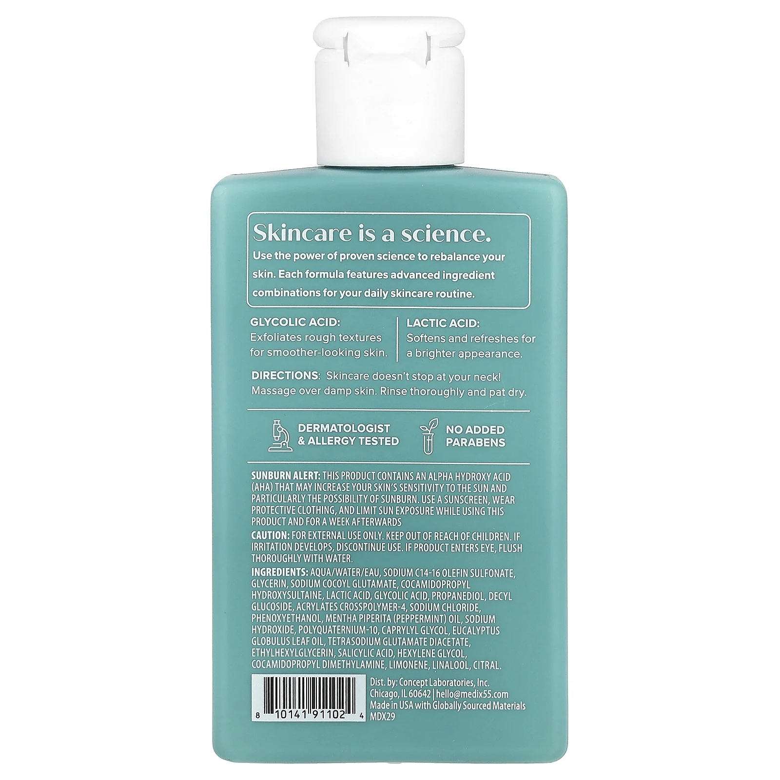 Medix 5.5, Гель для душа, для улучшения состояния кожи, гликолевая и молочная кислоты, 89 мл (3 жидк. Унции)