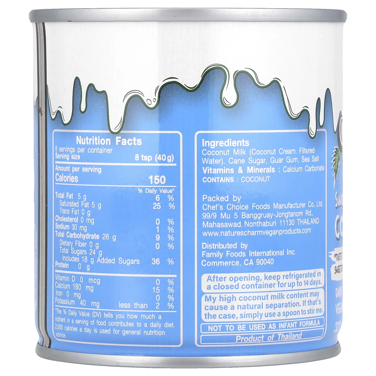 Nature's Charm, Сгущенное кокосовое молоко, 320 г (11,25 унции)