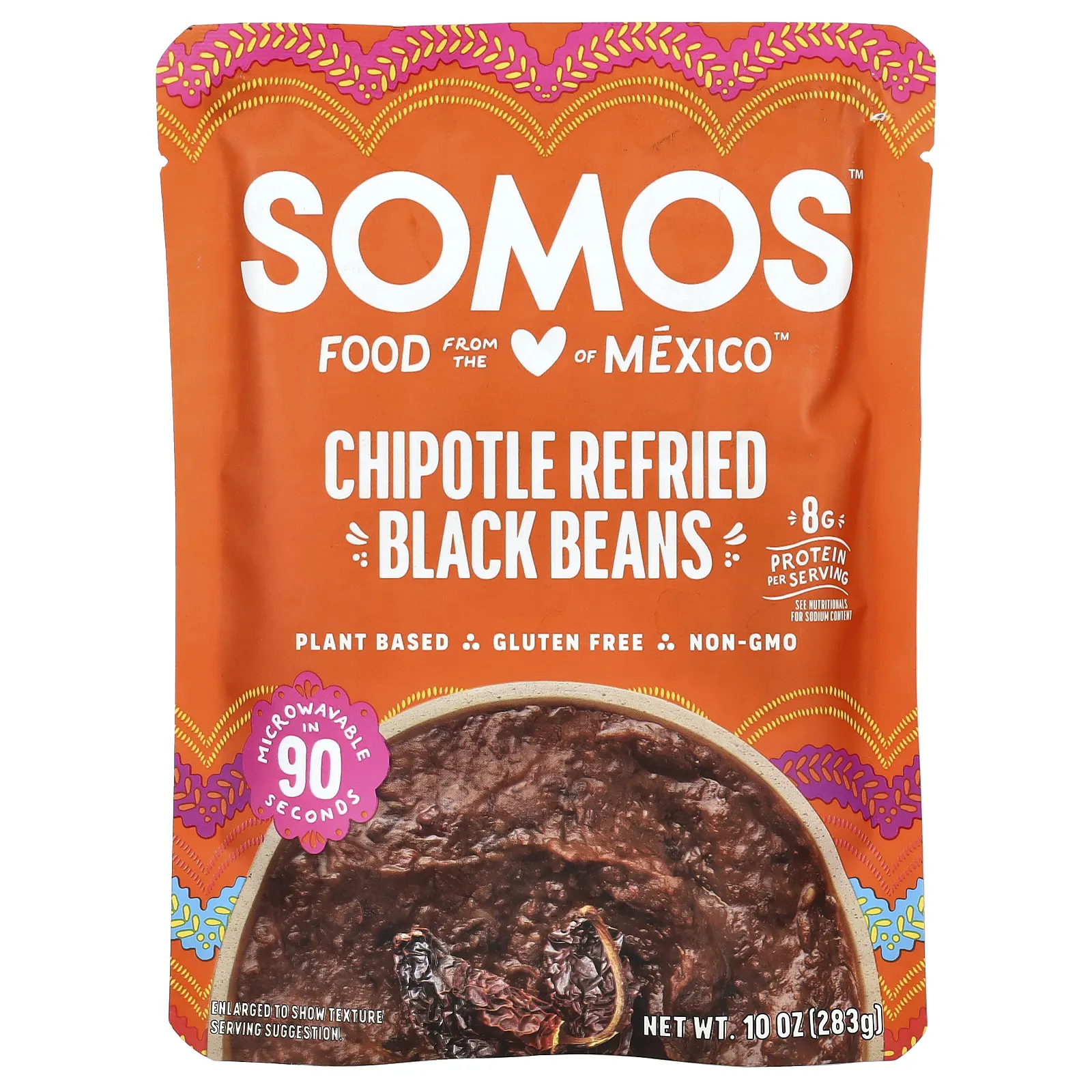 Somos, Жареная черная фасоль с чипотле, средняя, 283 г (10 унций)