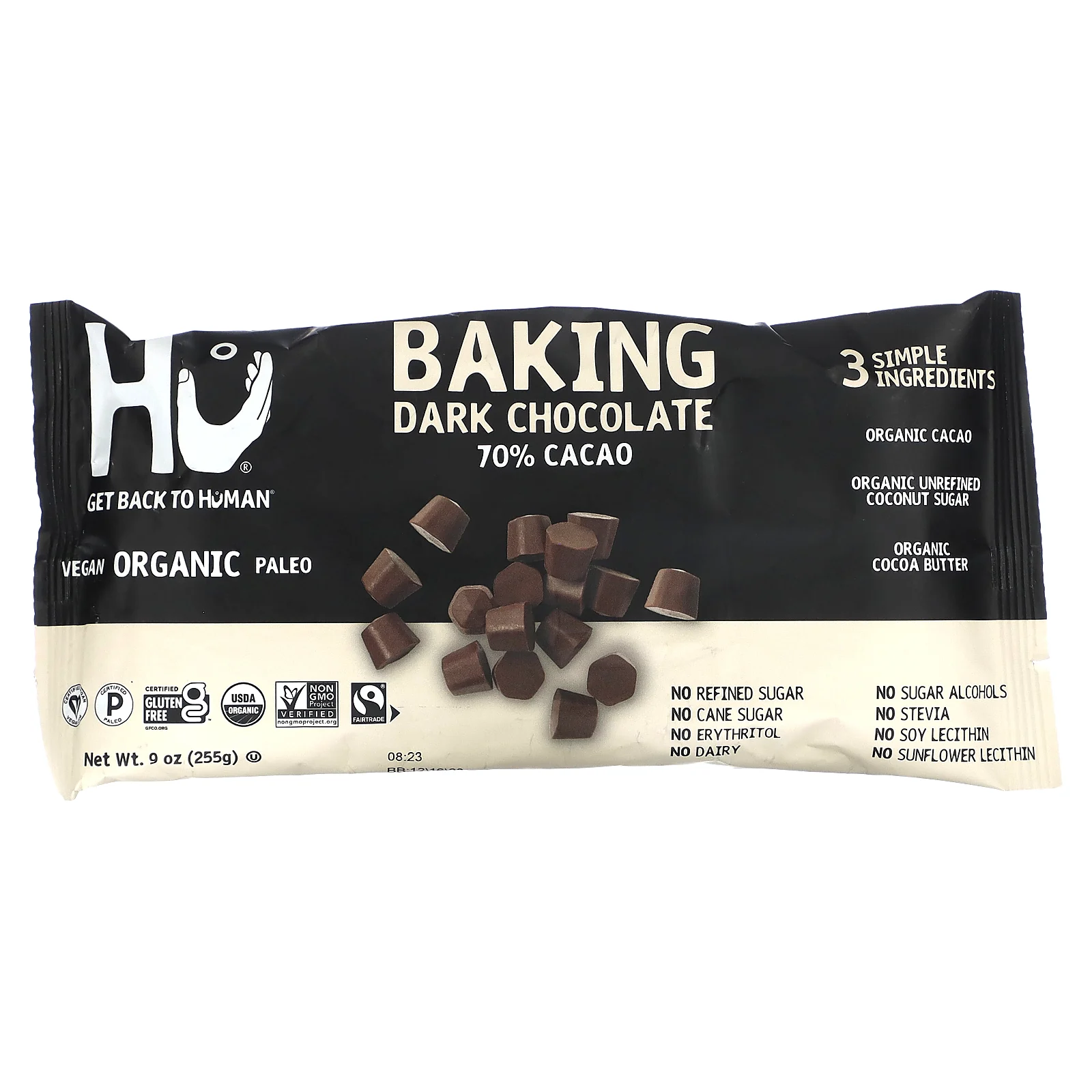 Hu, Темный шоколад для выпечки, 70% какао, 255 г (9 унций)