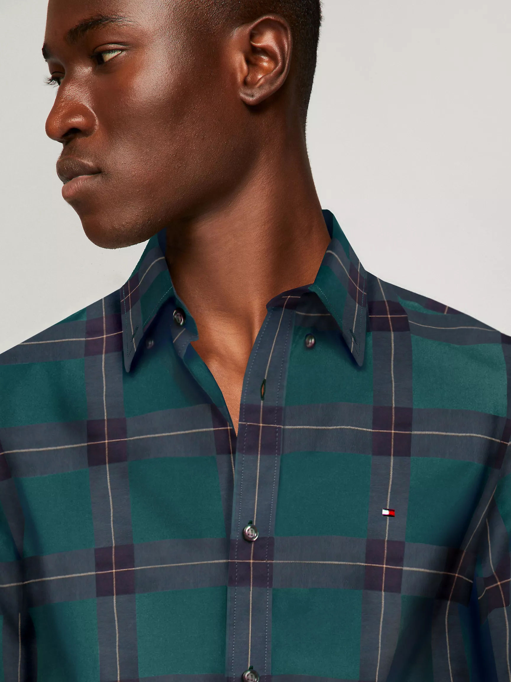 Мужская рубашка Tommy Hilfiger, Приталенная клетчатая рубашка из поплина