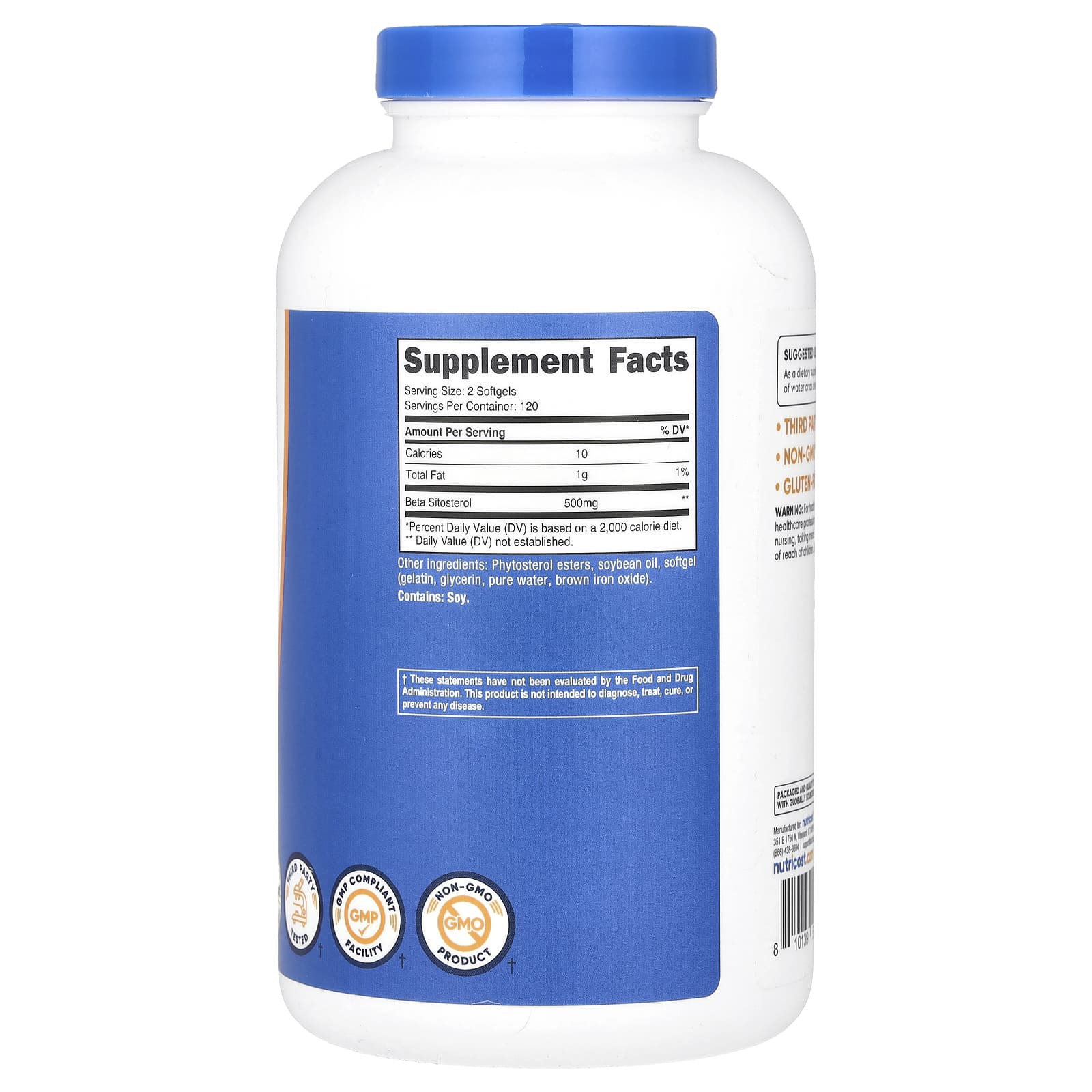 Nutricost, Бета-ситостерол, 500 мг, 240 капсул (250 мг в 1 капсуле)