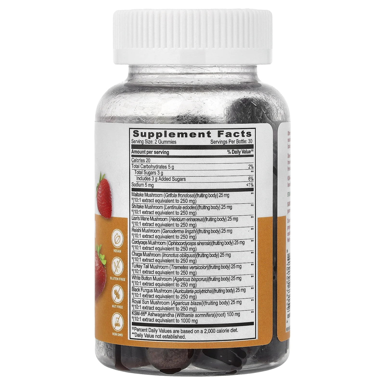 Lifeable, Mushroom + KSM-66®, жевательные ашваганда, со вкусом клубники, 60 жевательных таблеток