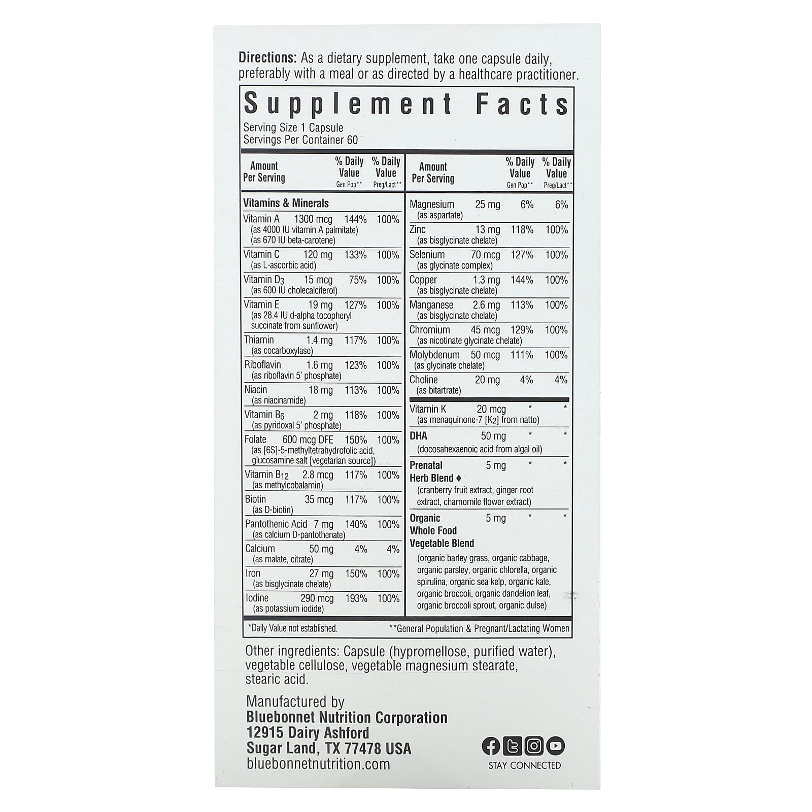 Bluebonnet Nutrition, Intimate Essentials, для нее, поддержка фертильности, 60 растительных капсул