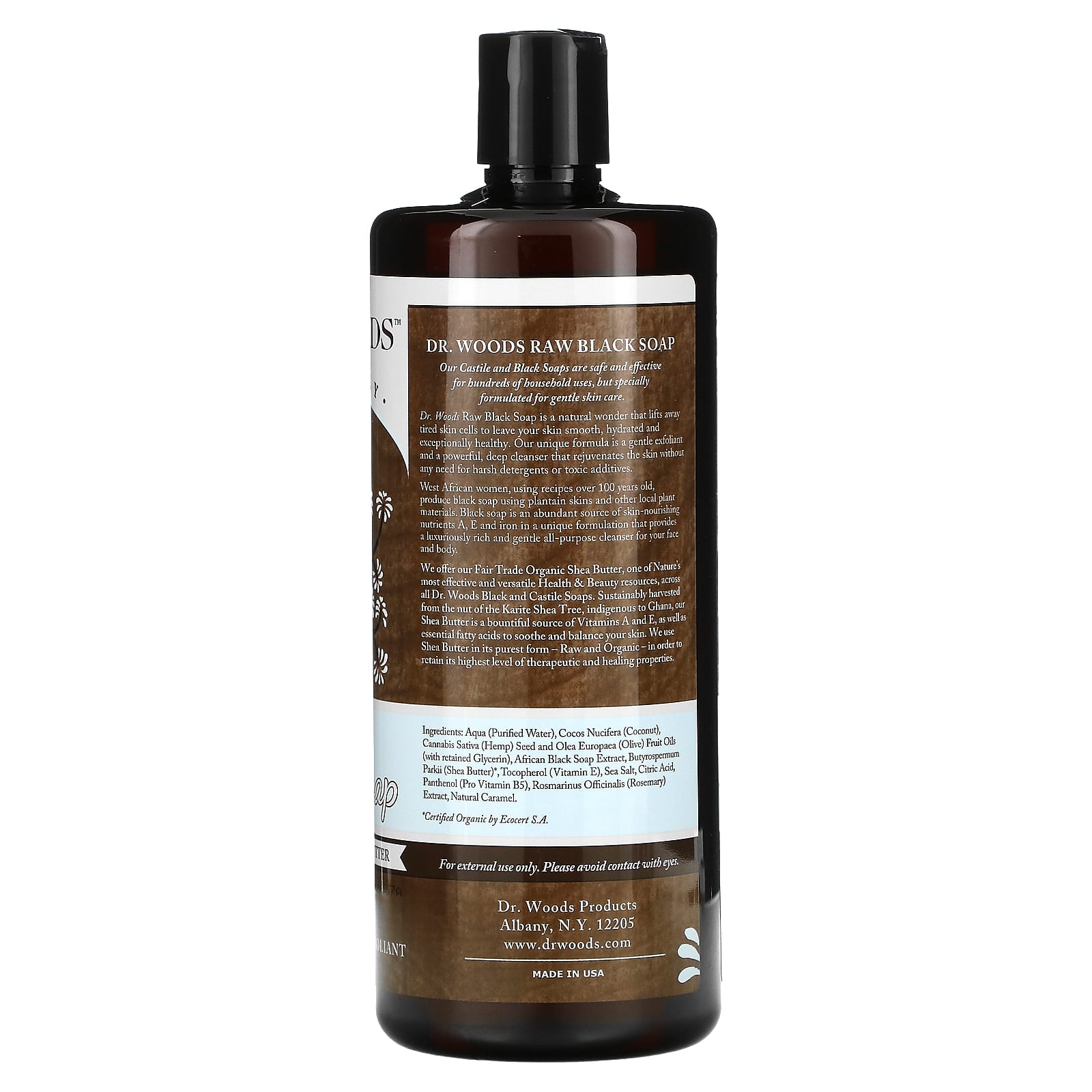 Dr. Woods, Необработанное черное мыло, с маслом ши, приобретенным на основе принципов справедливой торговли, без запаха, 946 мл (32 жидк. Унции)