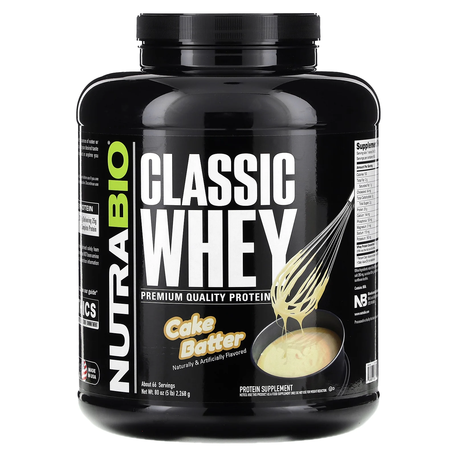 NutraBio, Classic Whey Protein, тесто для торта, 2268 г (5 фунтов)