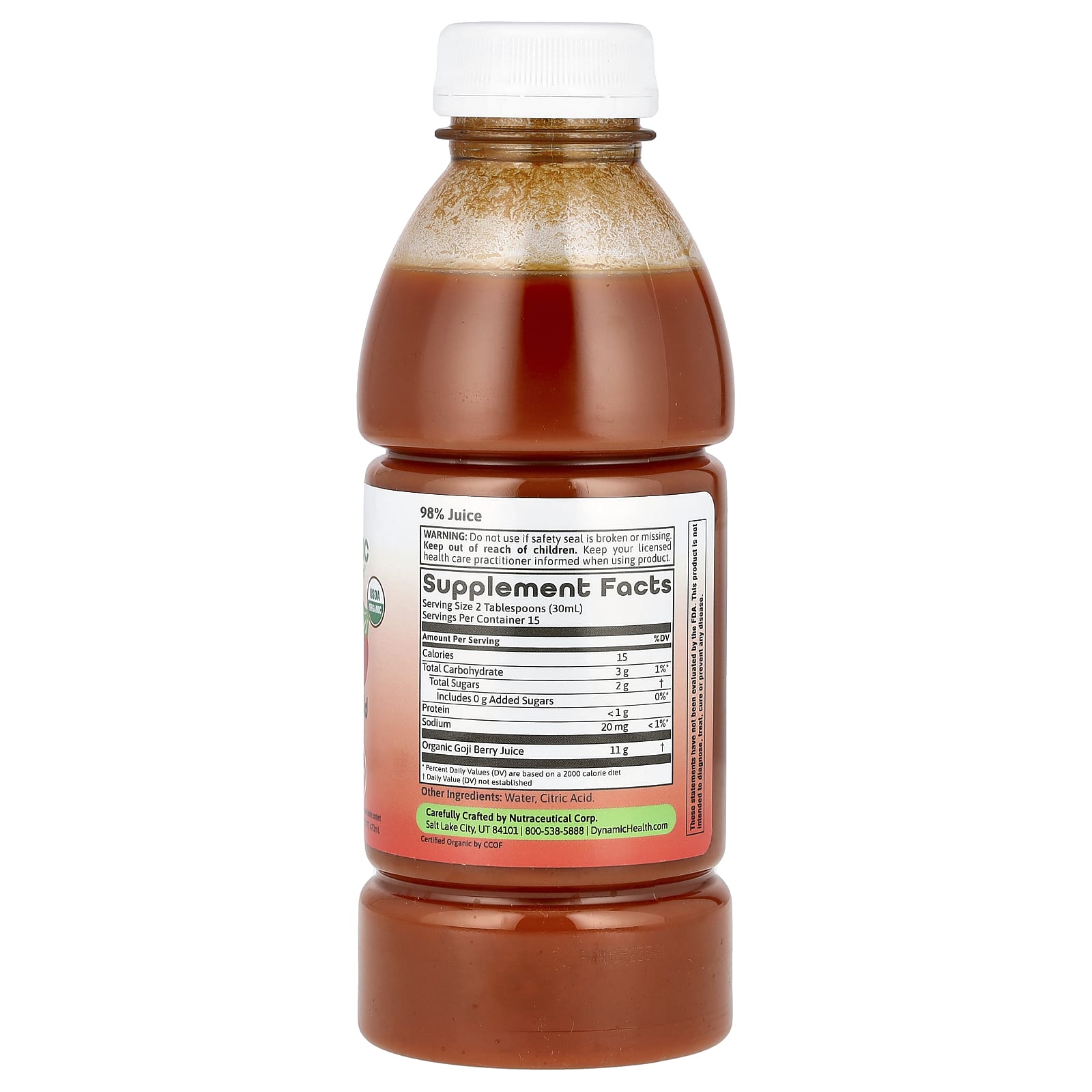 Dynamic Health, Goji Gold, сертифицированный органический 100% сок годжи, 473 мл (16 жидк. Унций)