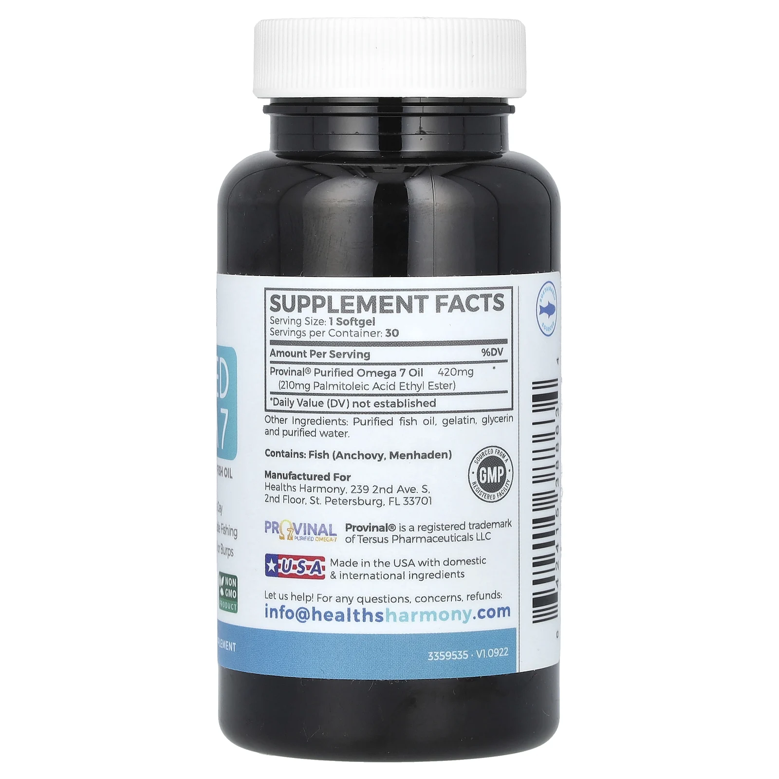 Healths Harmony, Очищенная омега-7, 30 мягких таблеток