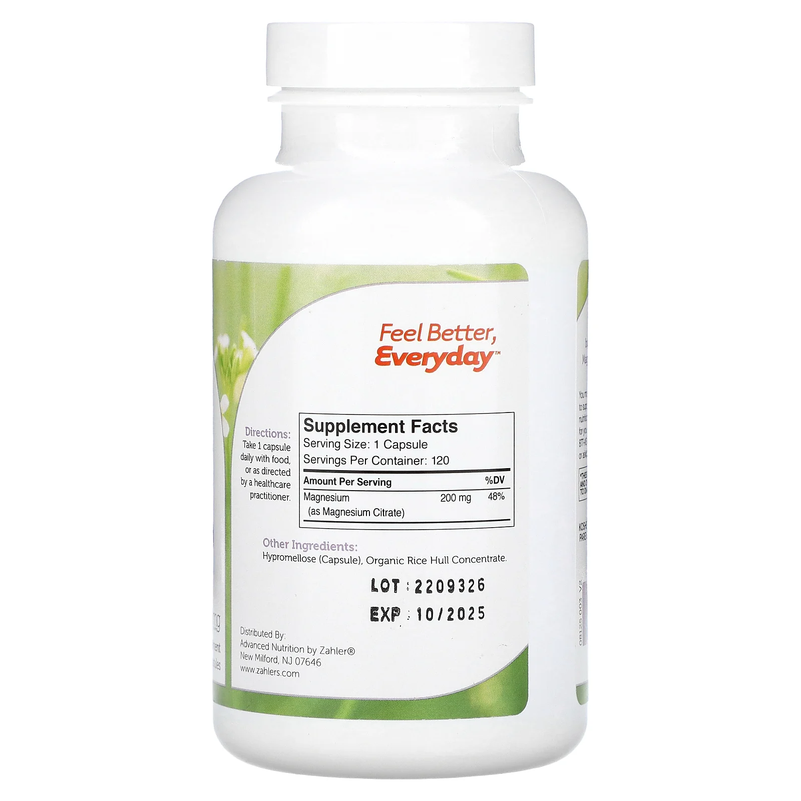 Zahler, Магний, биоактивный цитрат магния, 200 мг, 120 капсул