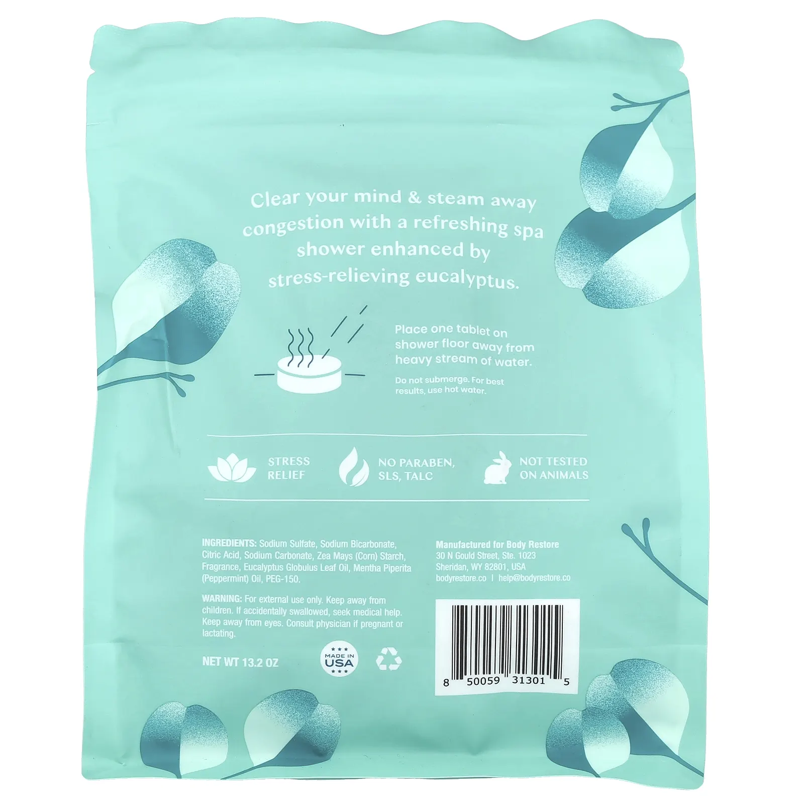 Body Restore, Пароварки для душа, эвкалипт, 15 таблеток, 13,2 унции