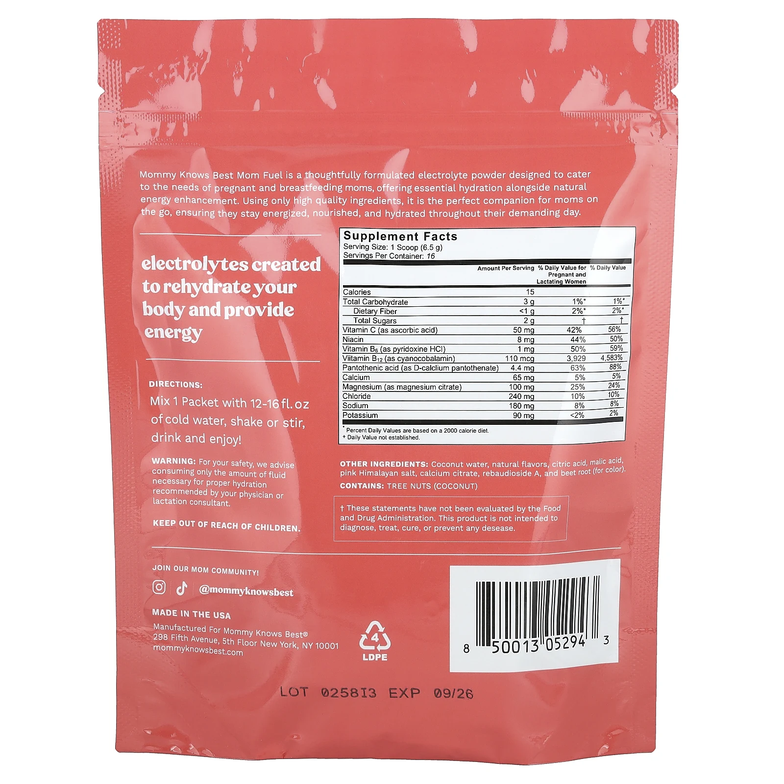 Mommy Knows Best, Hydrating Mom Fuel, ягодное ассорти, 16 пакетиков по 6,5 г (0,23 унции)