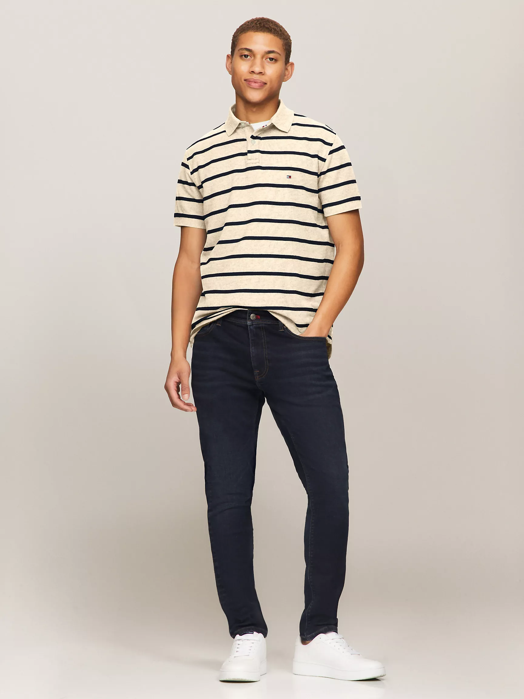 Мужское поло Tommy Hilfiger, Полосатое влагоотводящее поло стандартного кроя