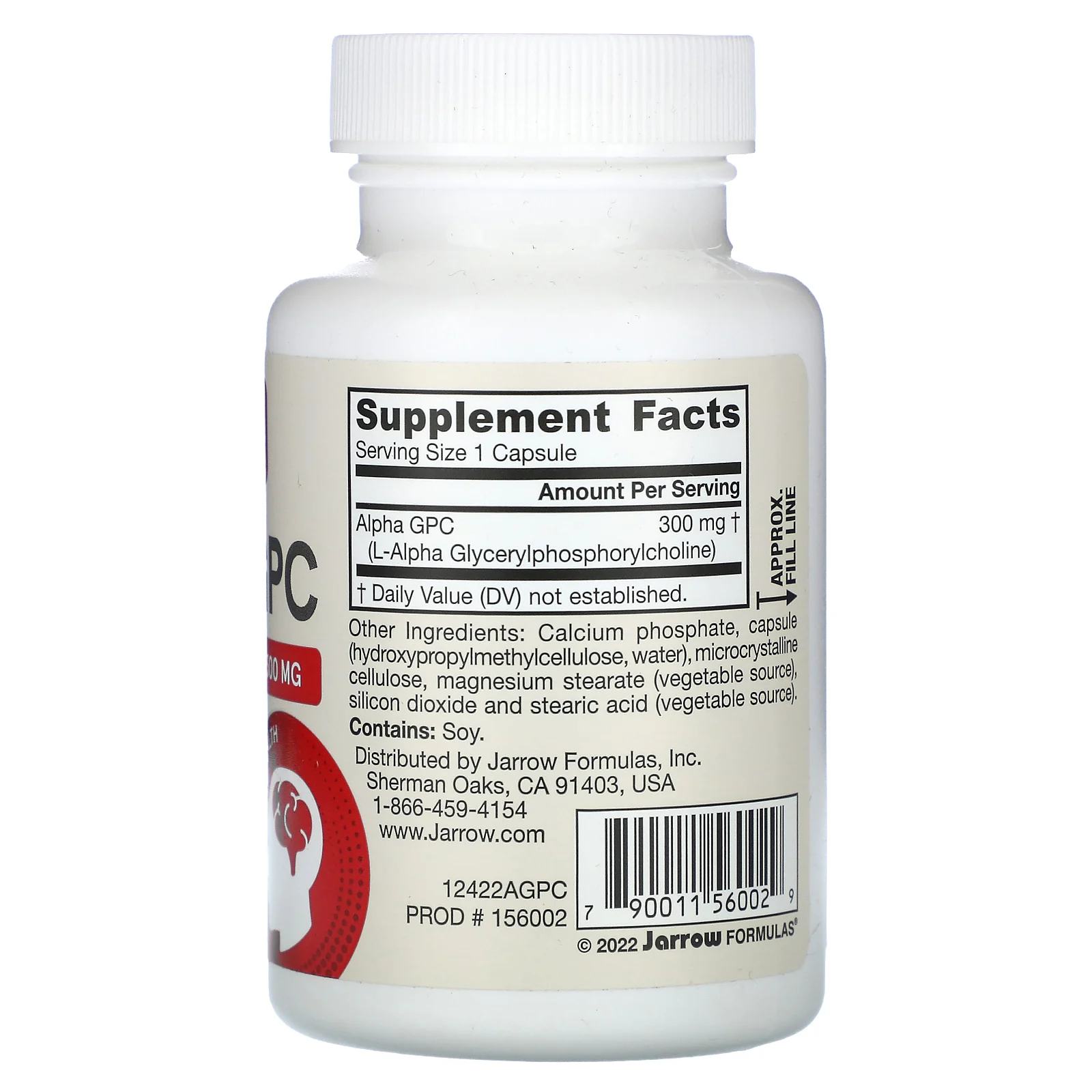 Jarrow Formulas, Alpha GPC, 300 мг, 60 растительных капсул