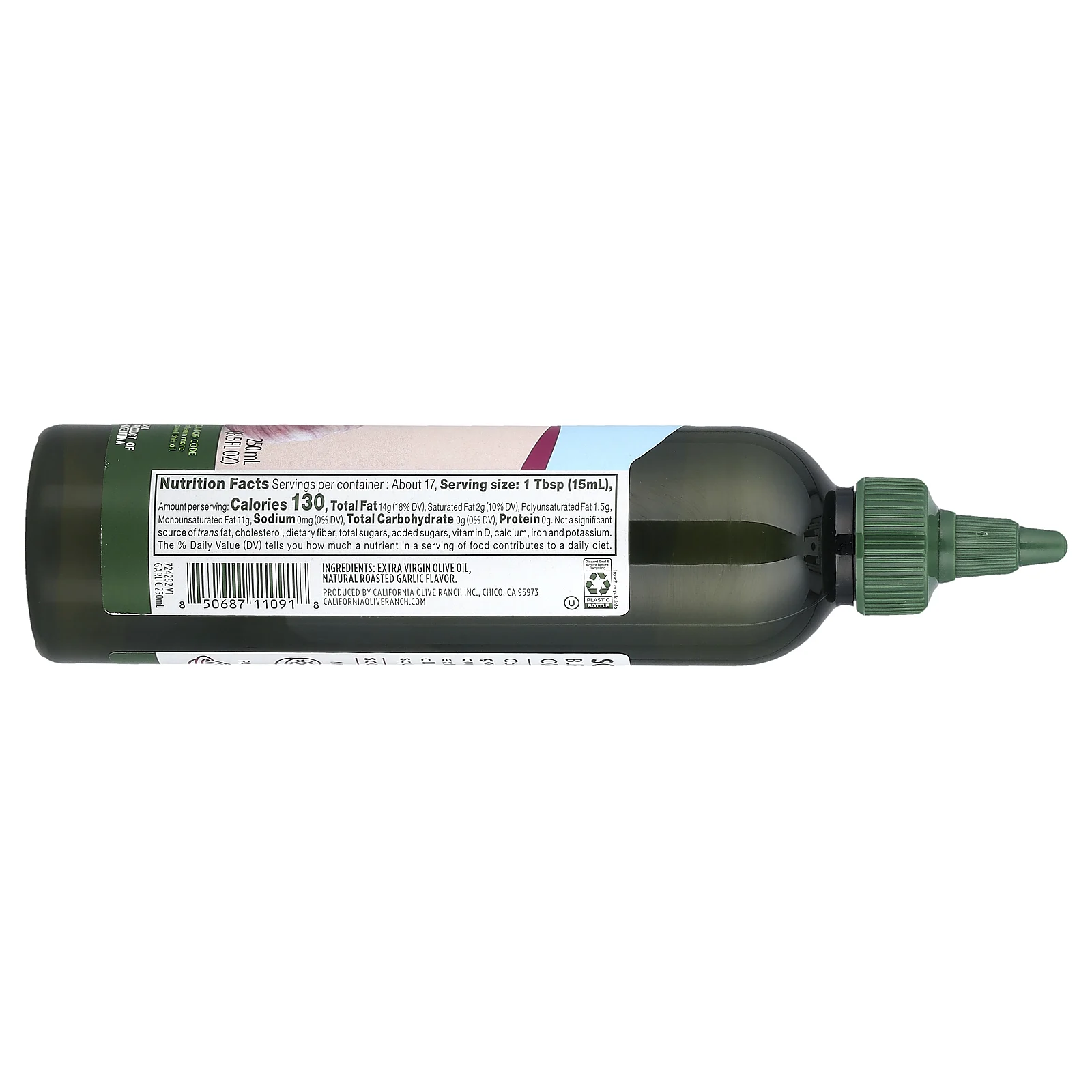 California Olive Ranch, Оливковое масло холодного отжима, обжаренный чеснок, 250 мл (8,5 жидк. Унции)