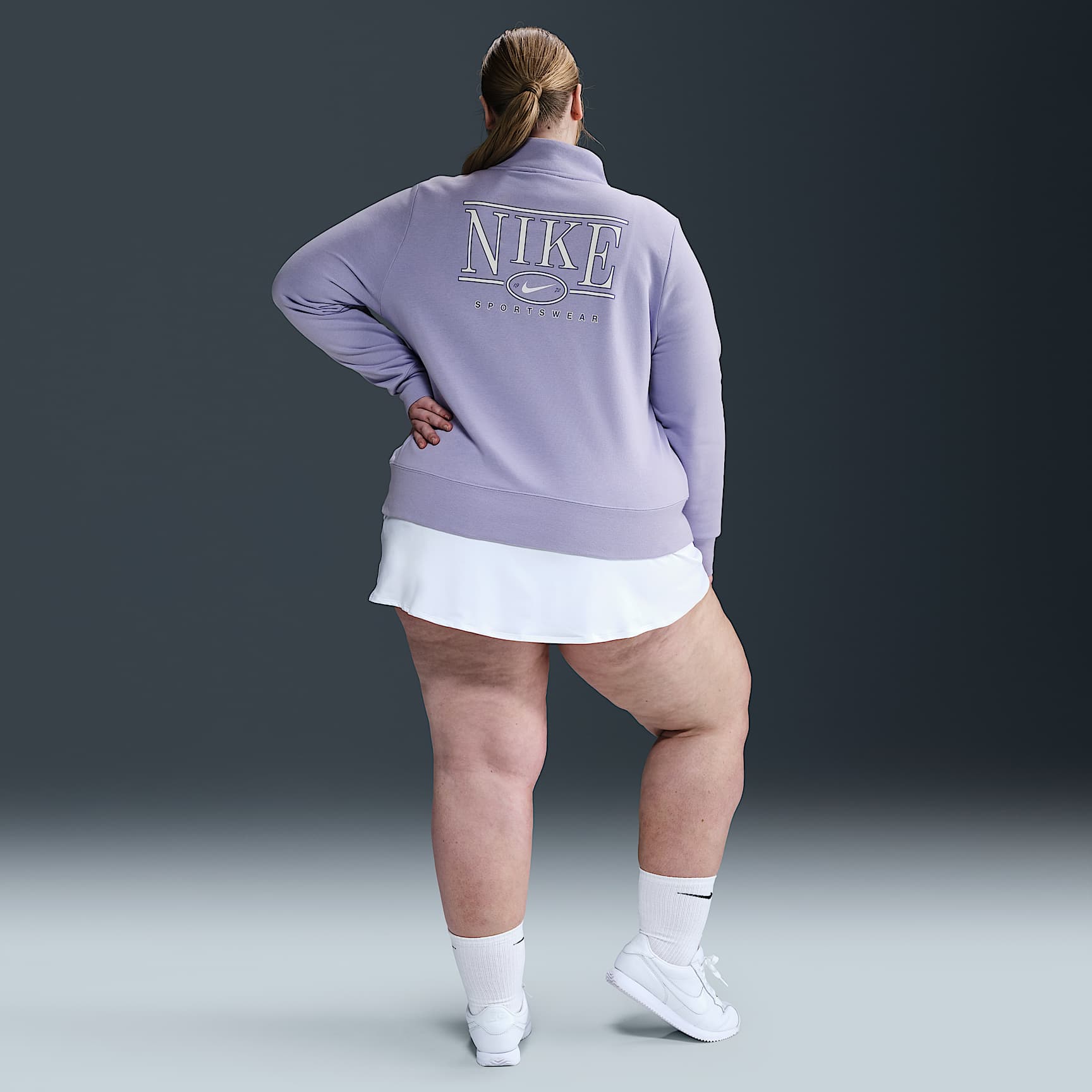 Nike Sportswear Club Fleece Women's Mock-Neck 1/2-Zip Graphic Top (Plus Size)