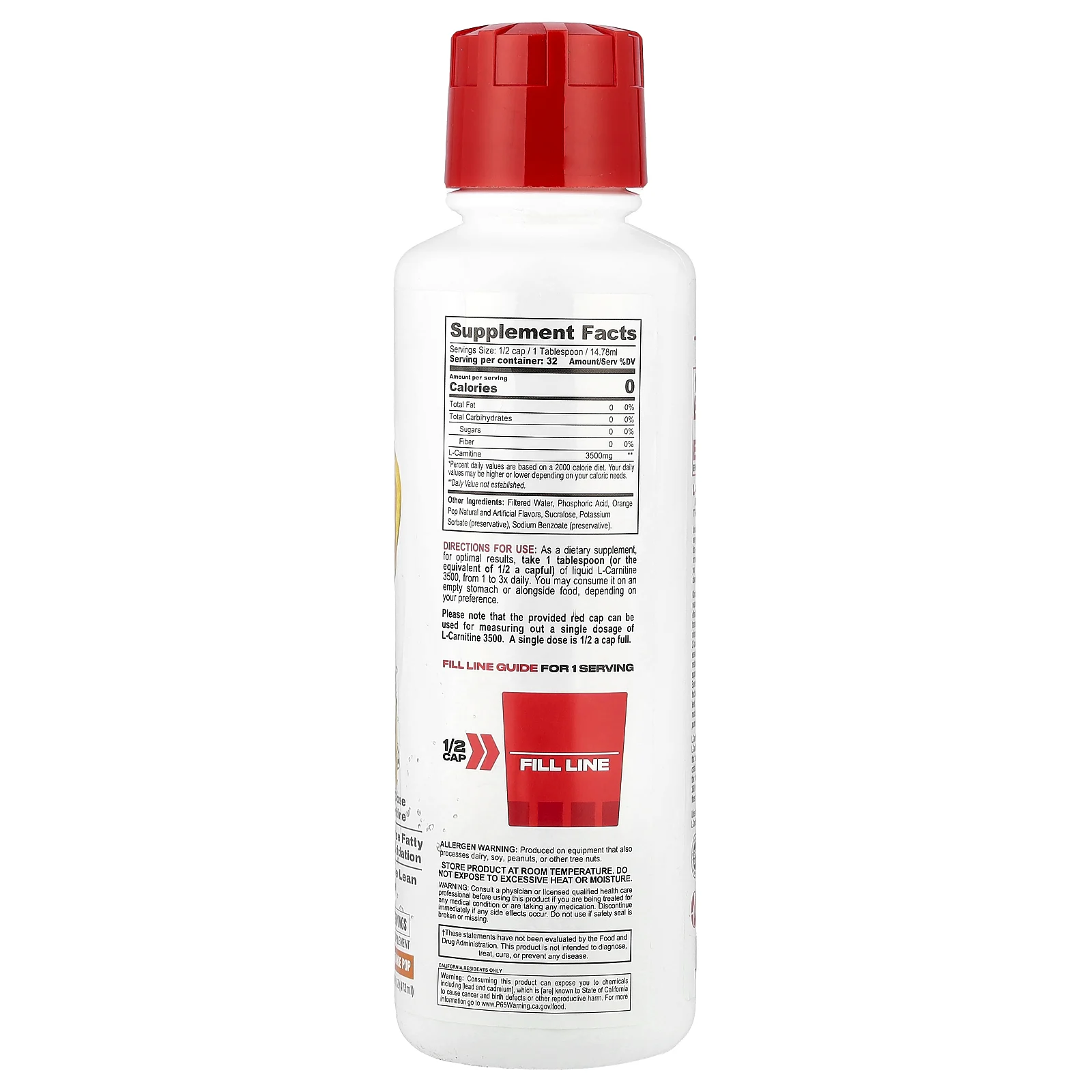 Metabolic Nutrition, L-Carnitine 3500®, апельсиновый леденец, 473 мл (16 жидк. унций)