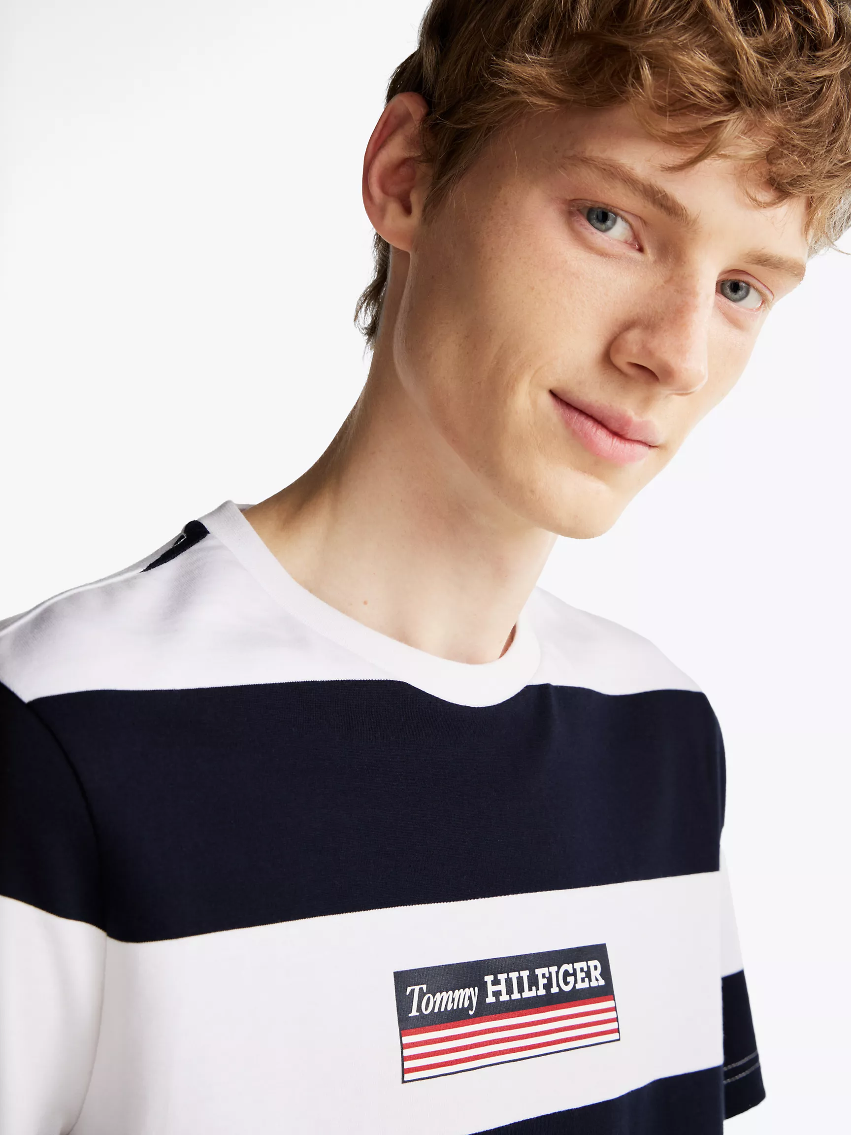 Мужская футболка Tommy Hilfiger, Футболка Hilfiger с логотипом в виде коробки и полосками