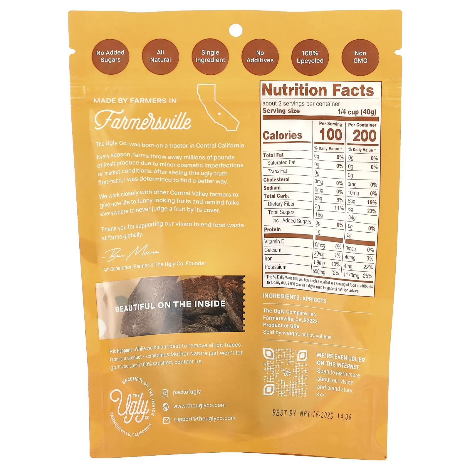 Hello! I'm Ugly, Сухофрукты, нарезанные абрикосы, 85 г (3 унции)