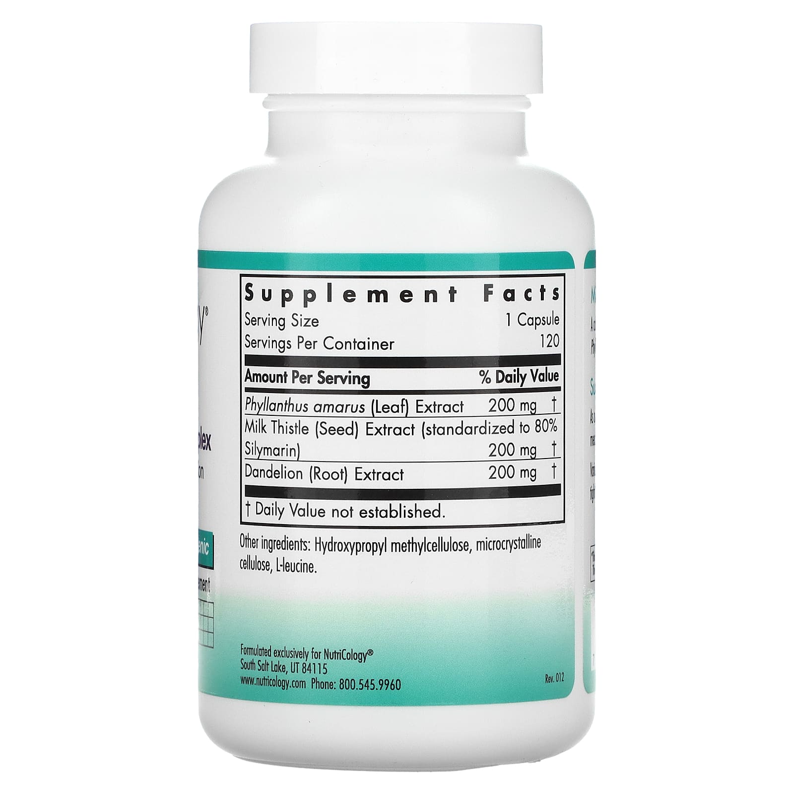 Nutricology, комплекс семян расторопши, 120 вегетарианских капсул