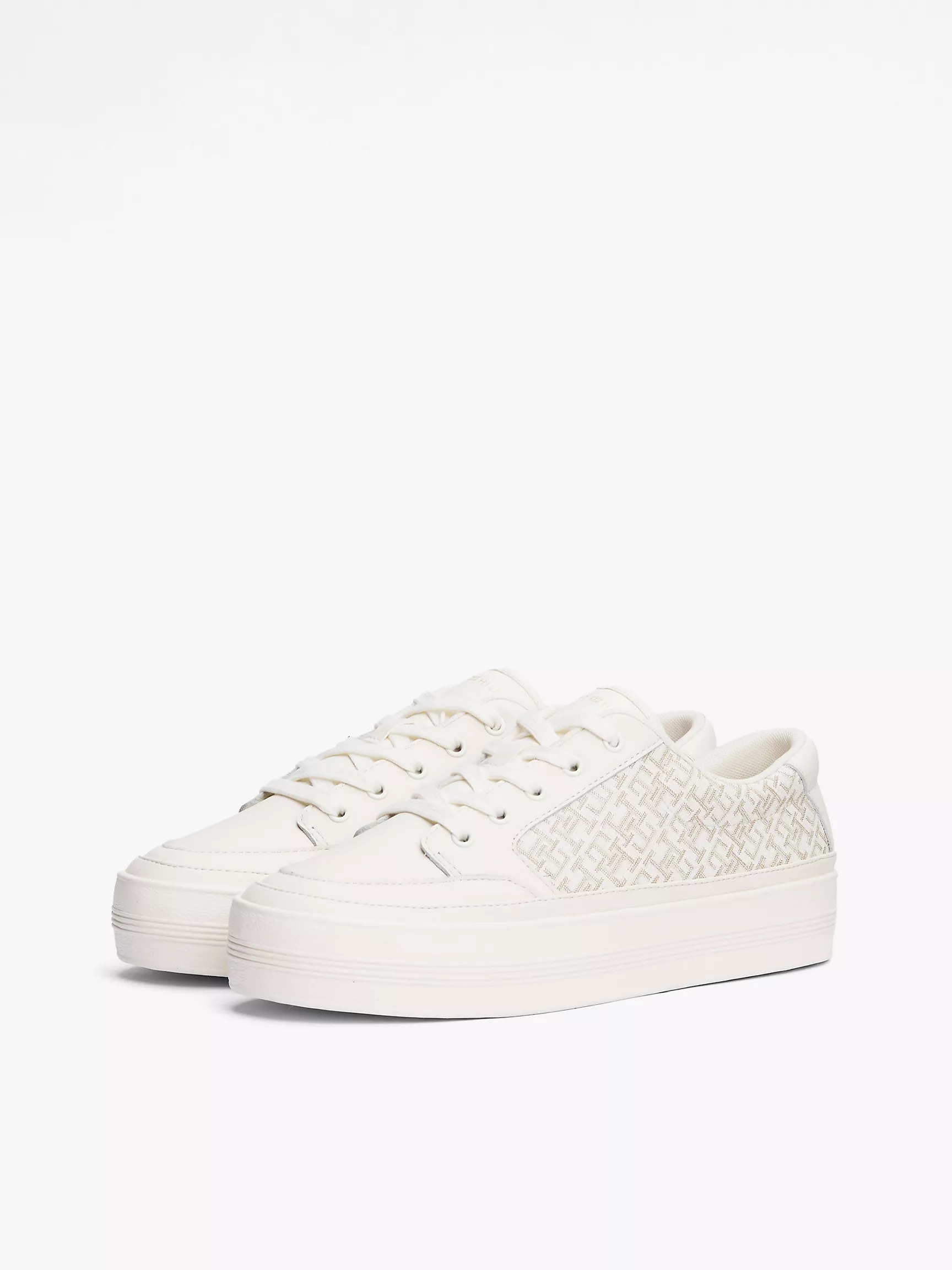 Женские кроссовки Tommy Hilfiger, Кожаные кеды на платформе с монограммным узором