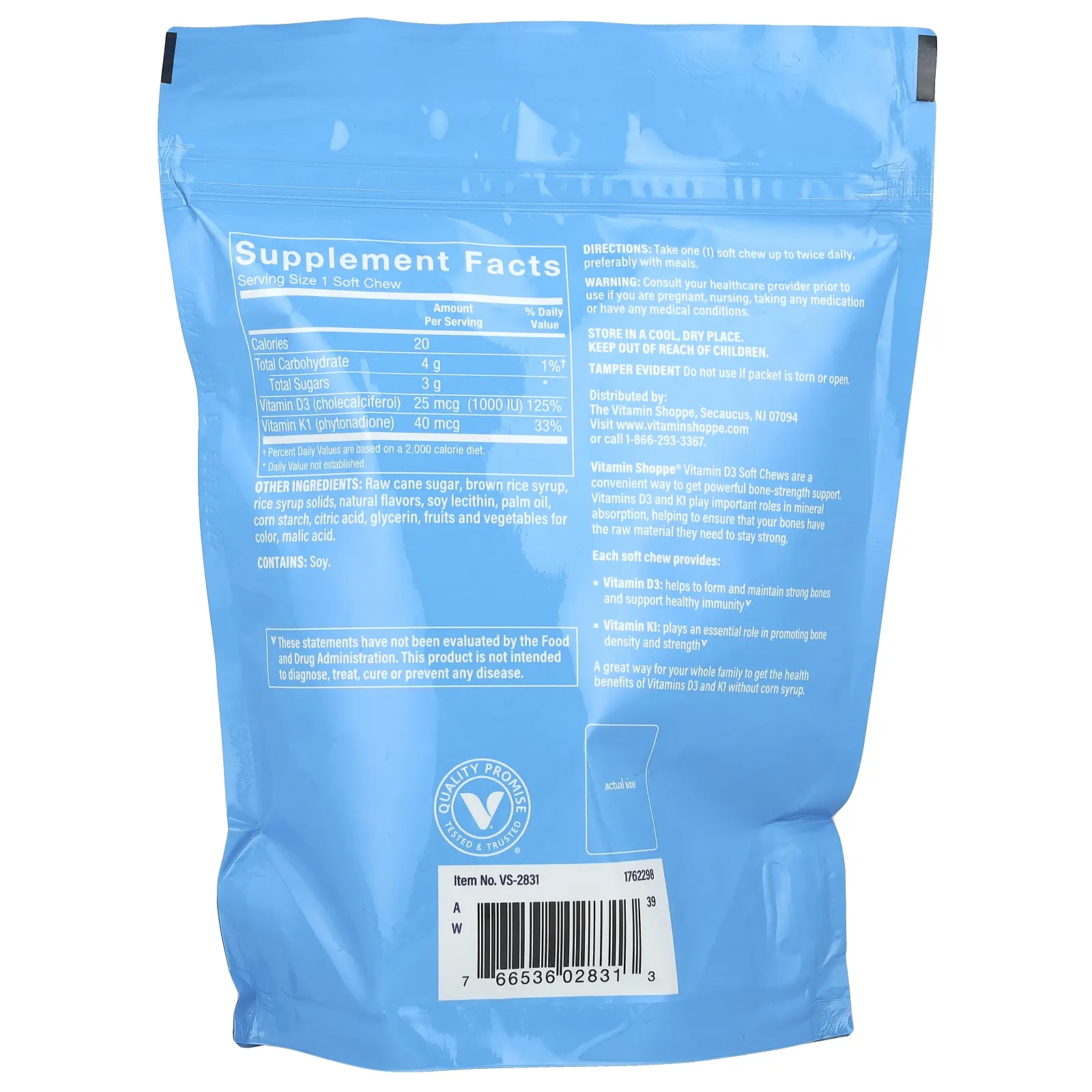 The Vitamin Shoppe, Витамин D3, ягодное ассорти, 25 мкг (1000 МЕ), 60 жевательных таблеток