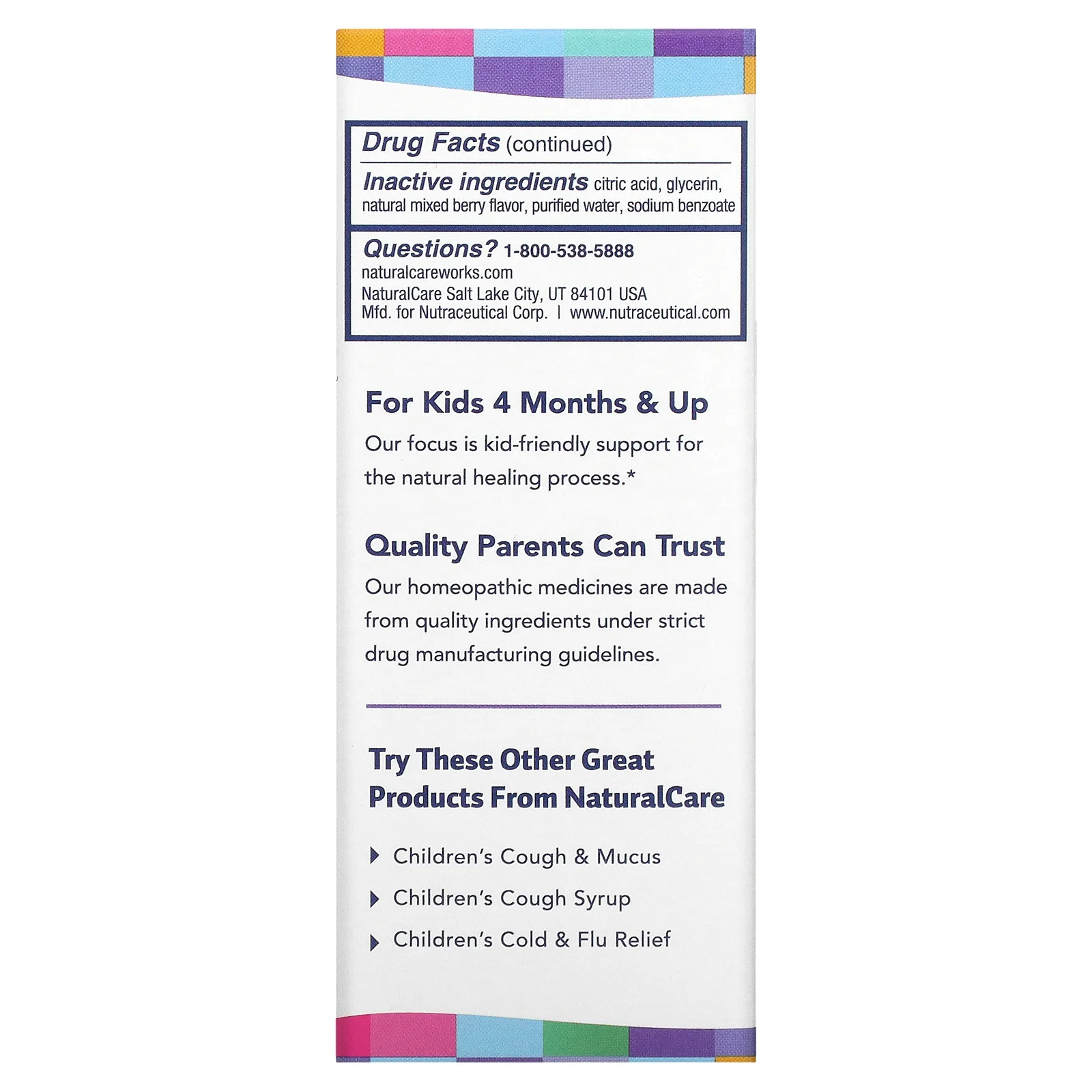 NaturalCare, От кашля и слизи для детей, для детей от 4 месяцев, натуральные ягоды, 120 мл (4 жидк. Унции)