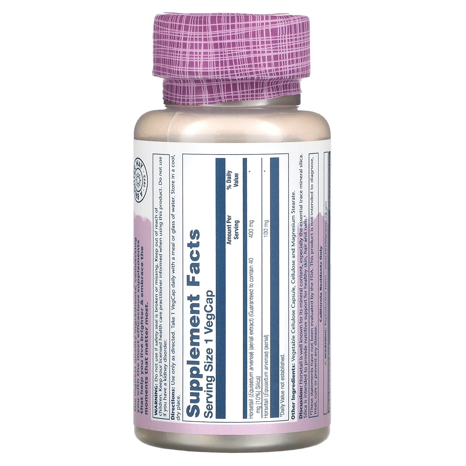 Solaray, Экстракт хвоща, 400 мг, 60 вегетарианских капсул