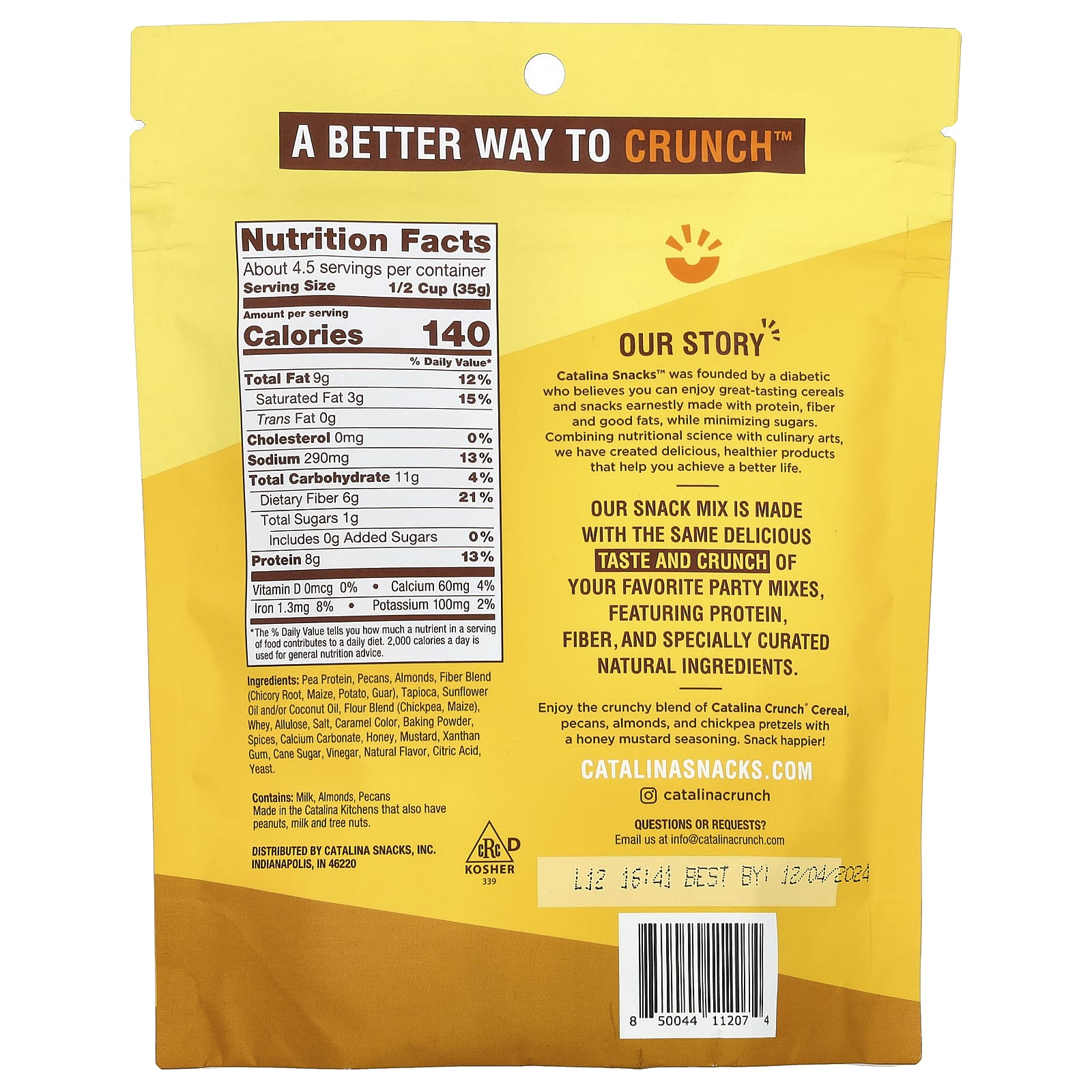 Catalina Crunch, Crunch Mix, медовая и горчица, 148 г (5,25 унции)