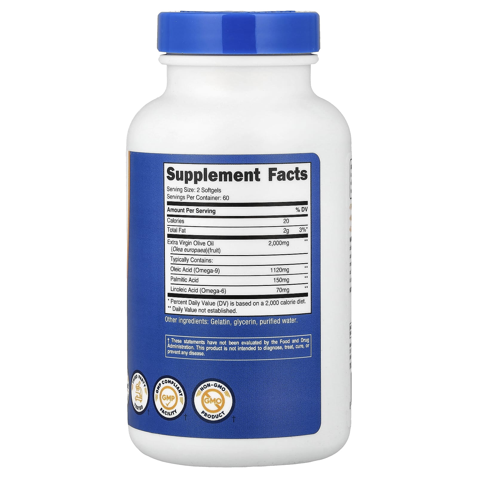 Nutricost, нерафинированное оливковое масло высшего качества, 120 капсул (1000 мг в 1 капсуле)