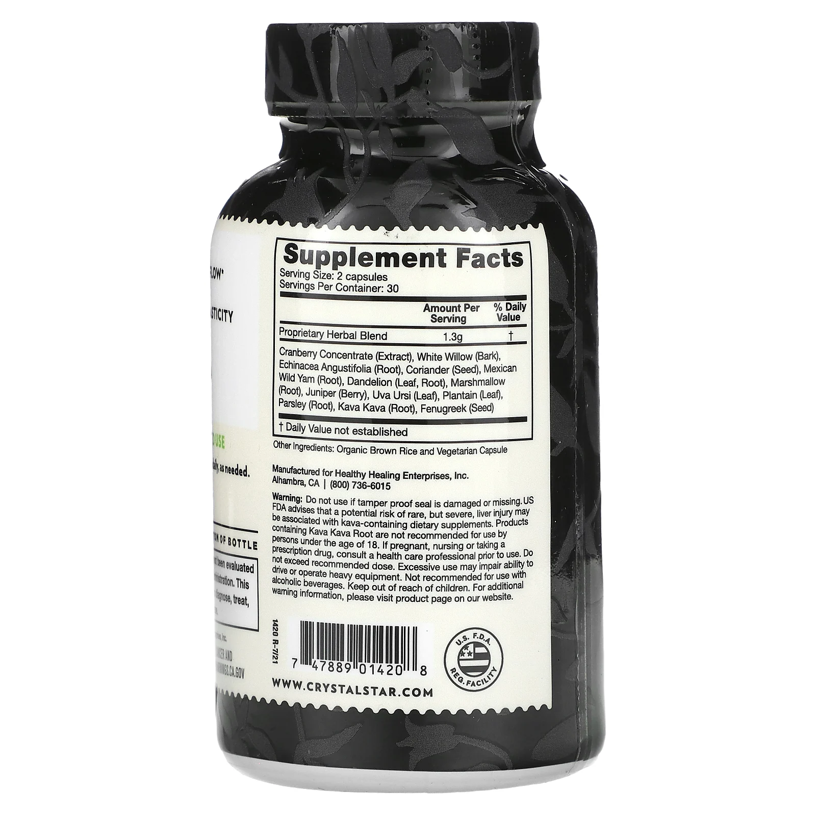 Crystal Star, добавка для поддержки мочевого пузыря, 60 вегетарианских капсул