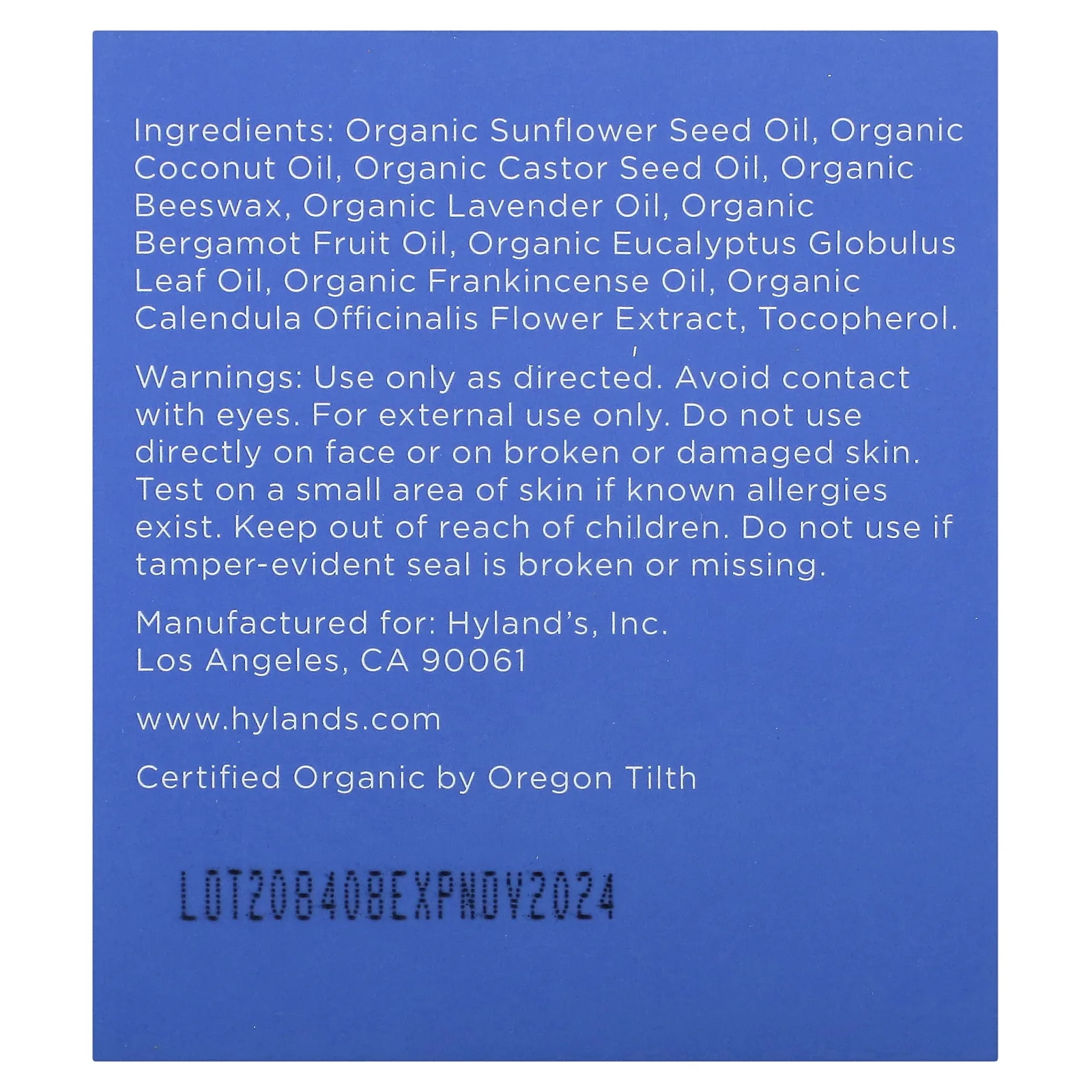 Hyland's Naturals, Детский, органический успокаивающий бальзам, 50 г (1,76 унции)