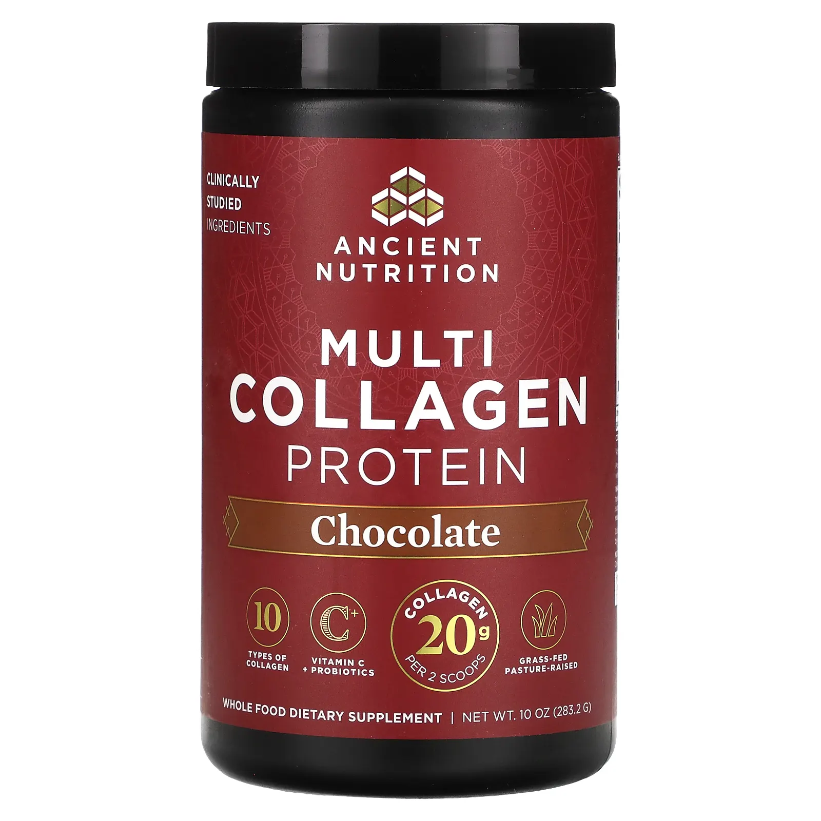 Ancient Nutrition, Multi Collagen Protein, шоколад, 10 унций (283,2 г)