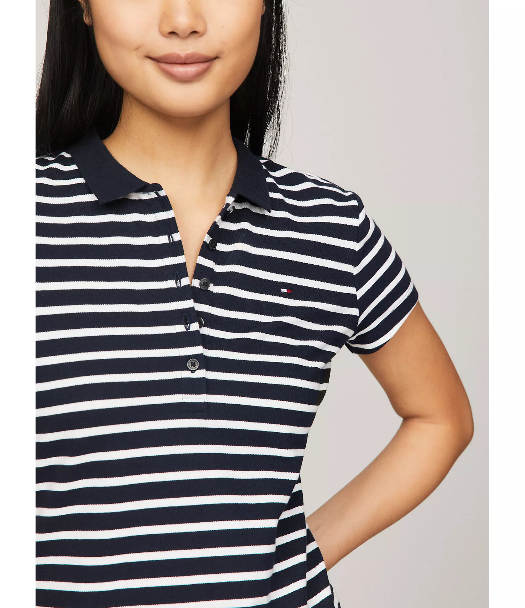 Женское платье Tommy Hilfiger, Приталенное полосатое эластичное платье-поло