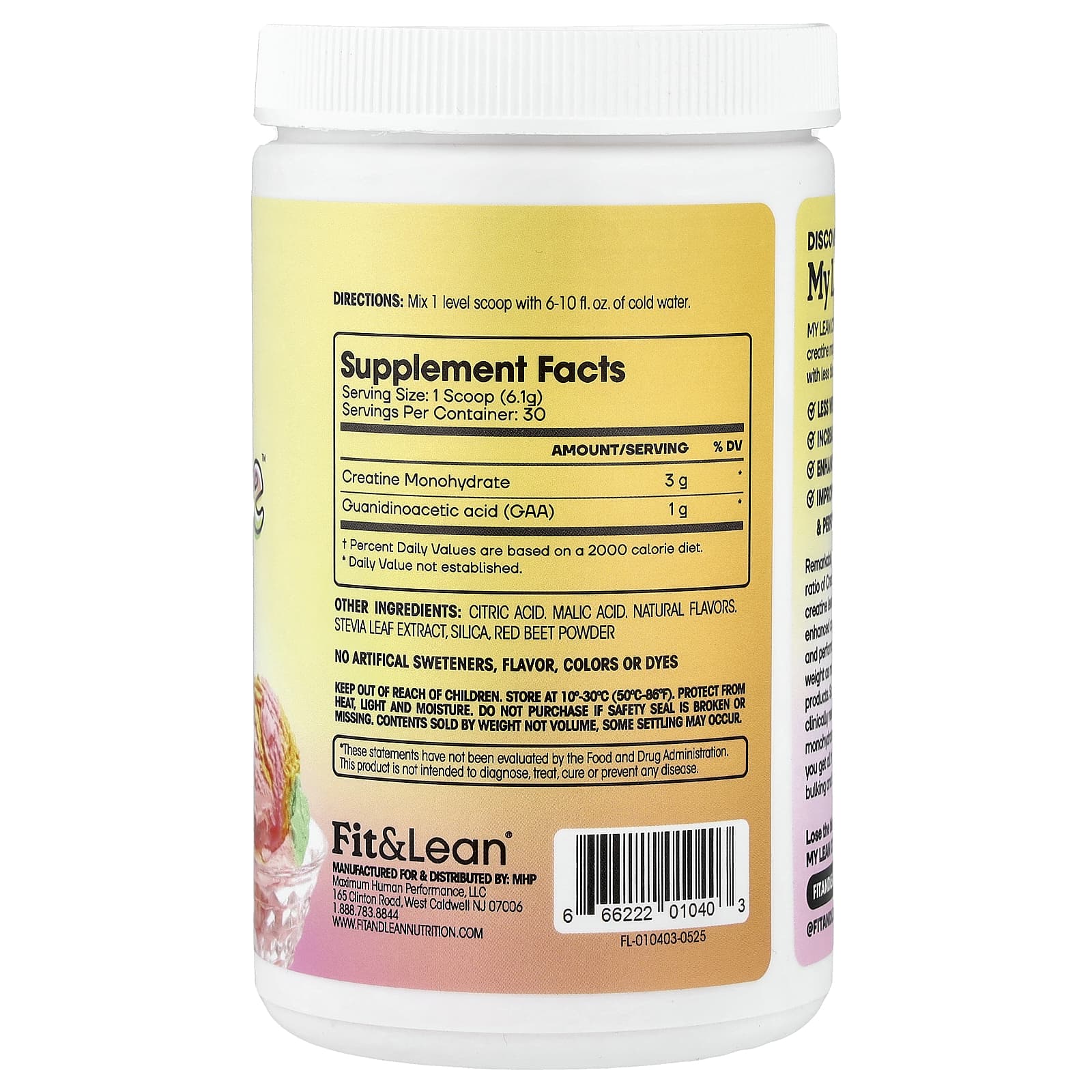 Fit & Lean, My Lean Creatine™, разноцветный щербет, 183 г (6,46 унции)