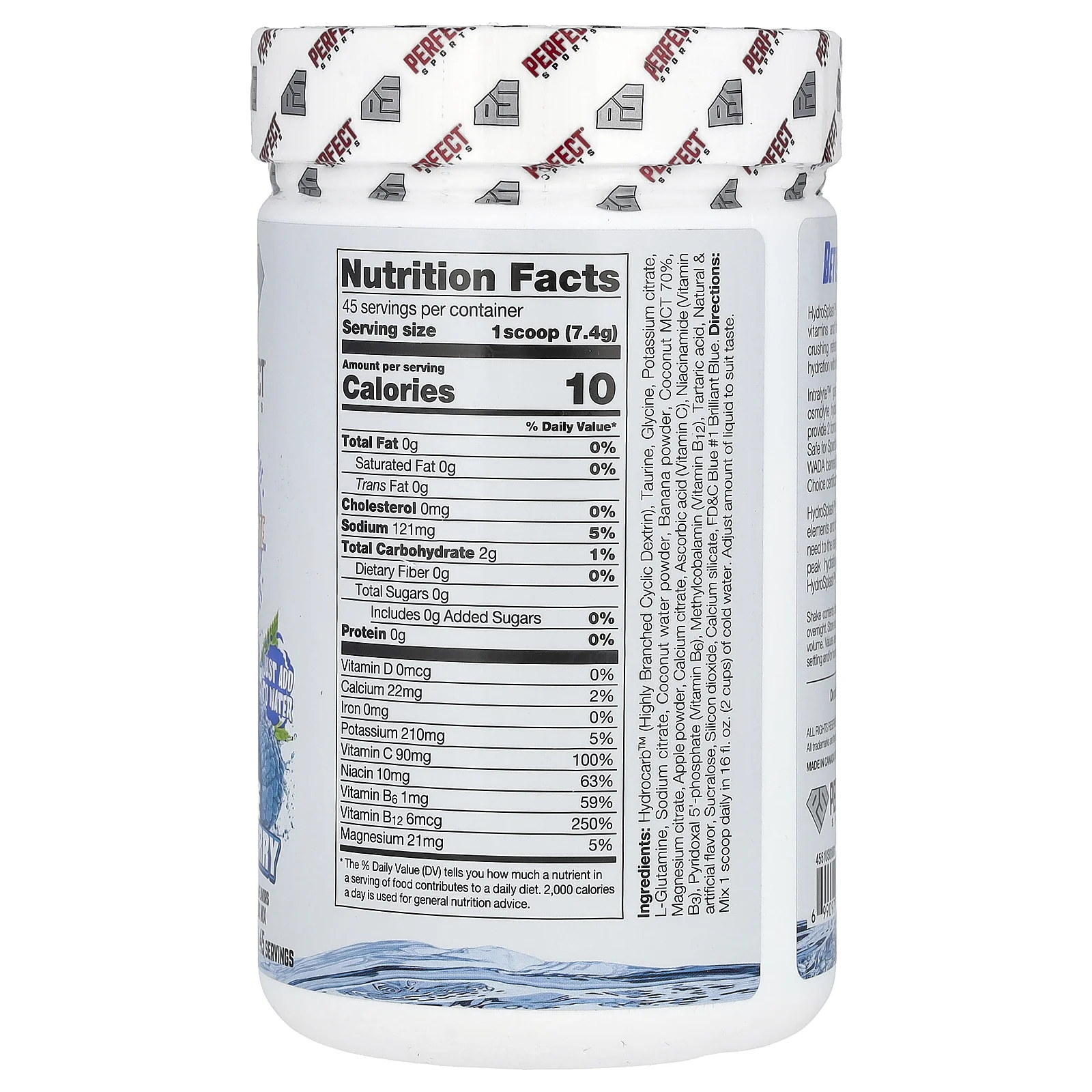 PERFECT Sports, Hydro Splash, двойное увлажнение, голубая малина, 333 г (11,7 унции)