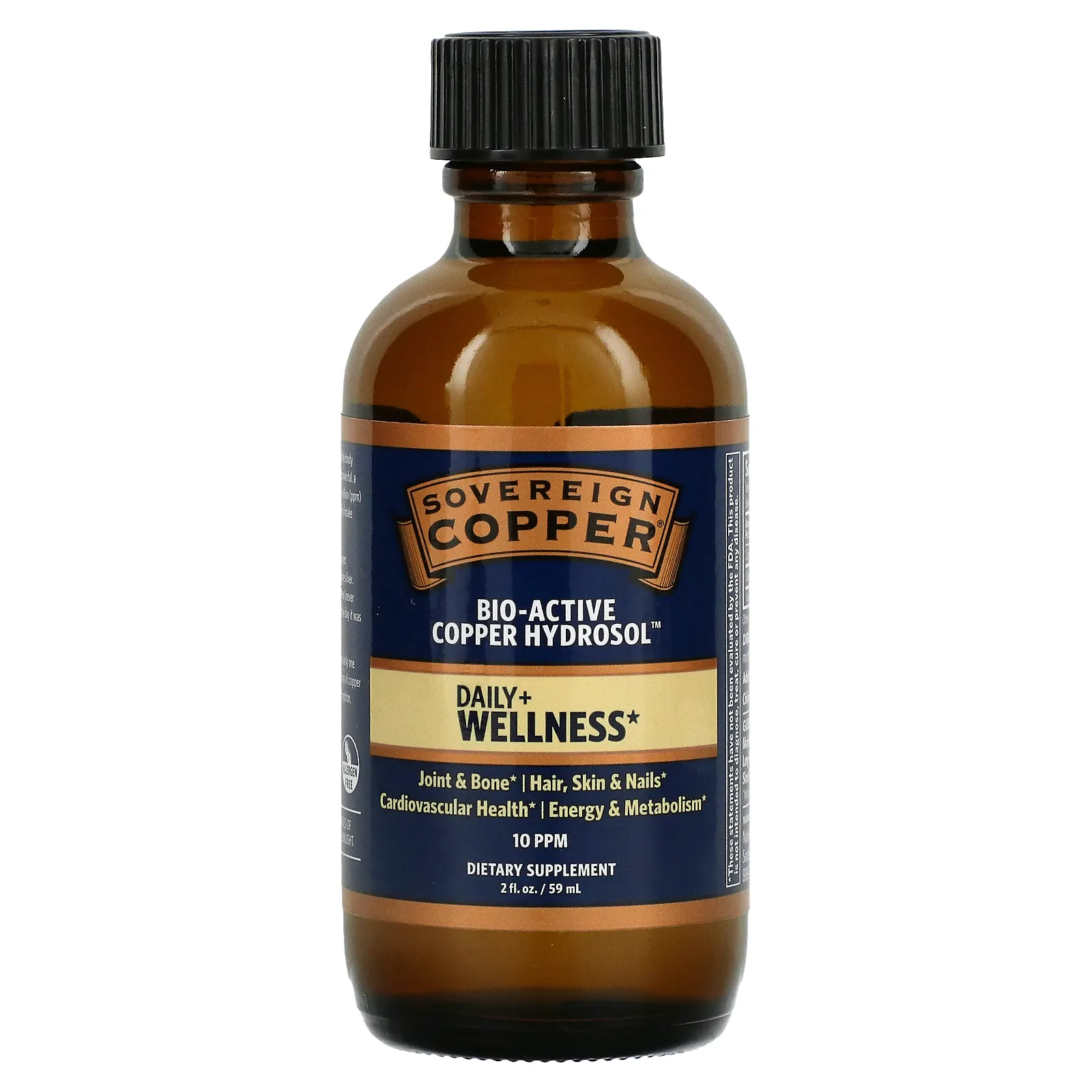 Sovereign Silver, Bio-Active Copper Hydrosol, гидрозоль меди10 част./млн, 59 мл (2 жидк. унции)