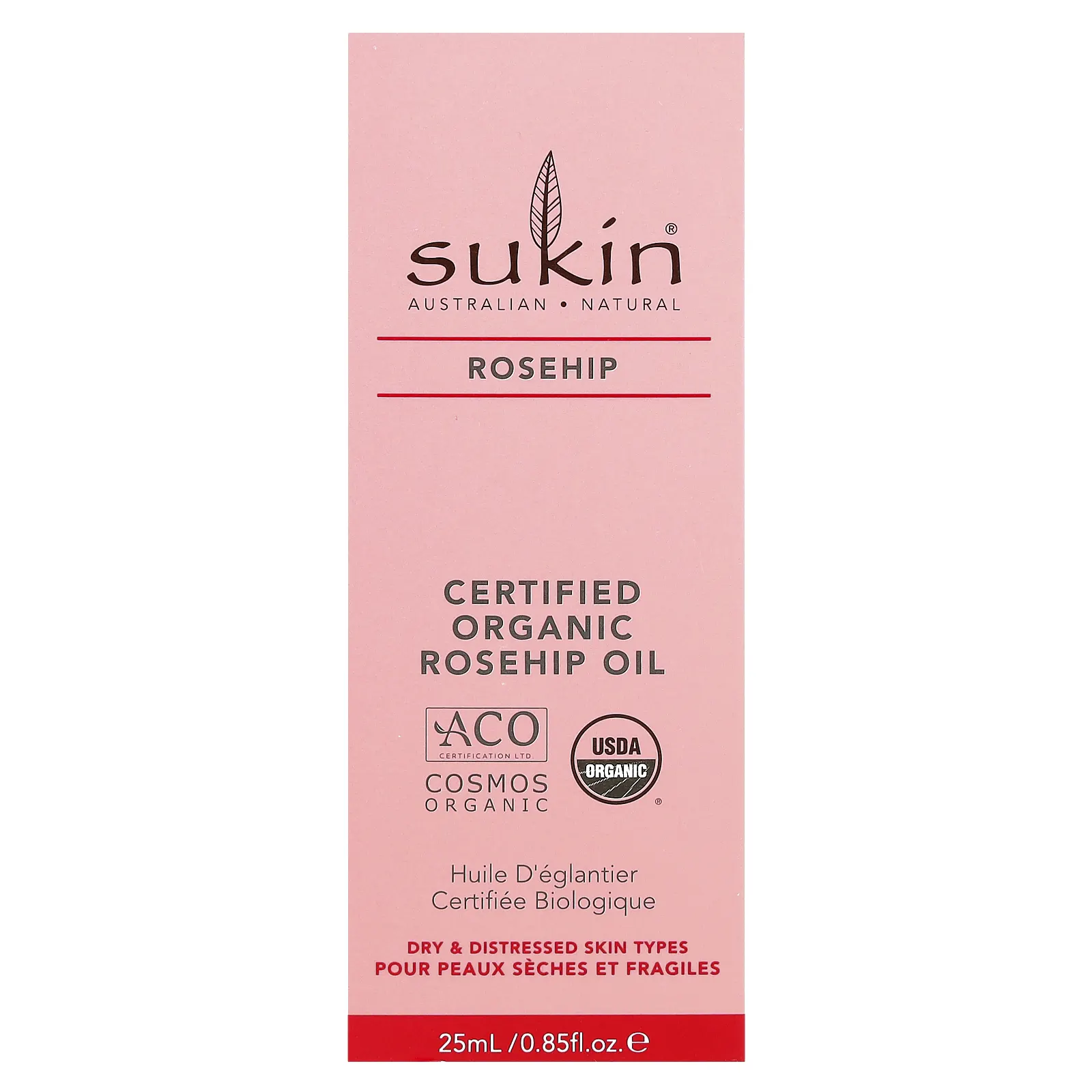 Sukin, Сертифицированное органическое масло шиповника, для сухой и проблемной кожи, 25 мл (0,85 жидк. Унции)