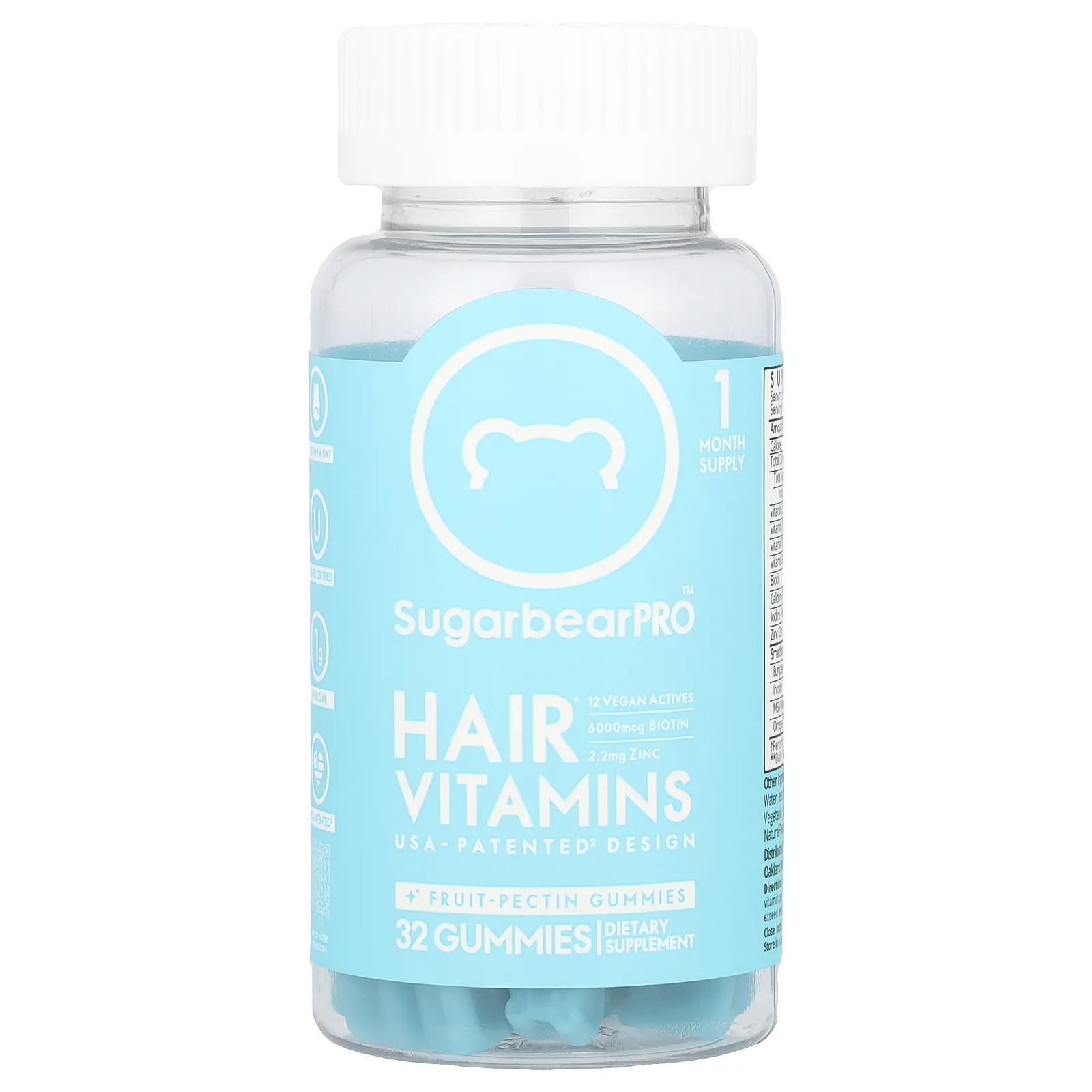 SugarbearPro, Hair Vitamins Gummies, 32 Gummies