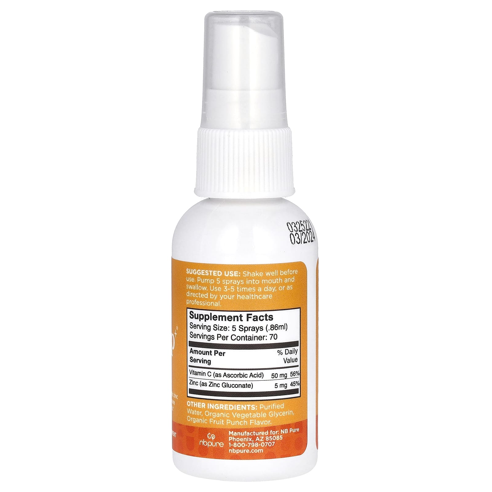 NB Pure, Zinc Up+, 2 жидких унции