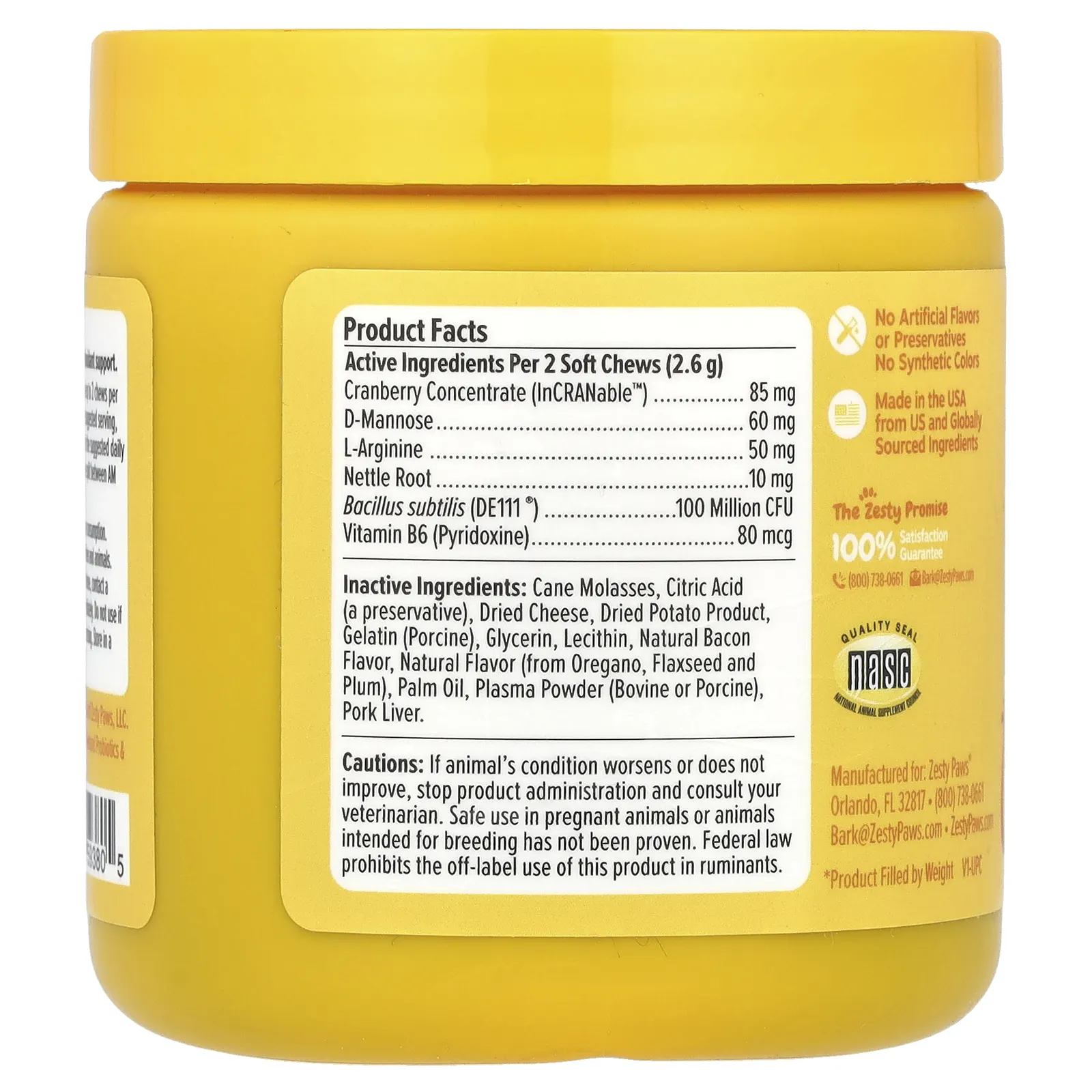 Zesty Paws, Cranberry Bladder Bites™, For Cats, All Ages, Bacon, 60 Soft Chews, 2.7 oz (78 g)