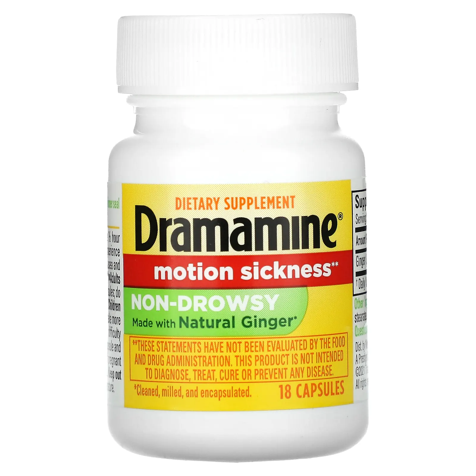 Dramamine, Motion Sickness, от укачивания, без сонливости, 18 капсул