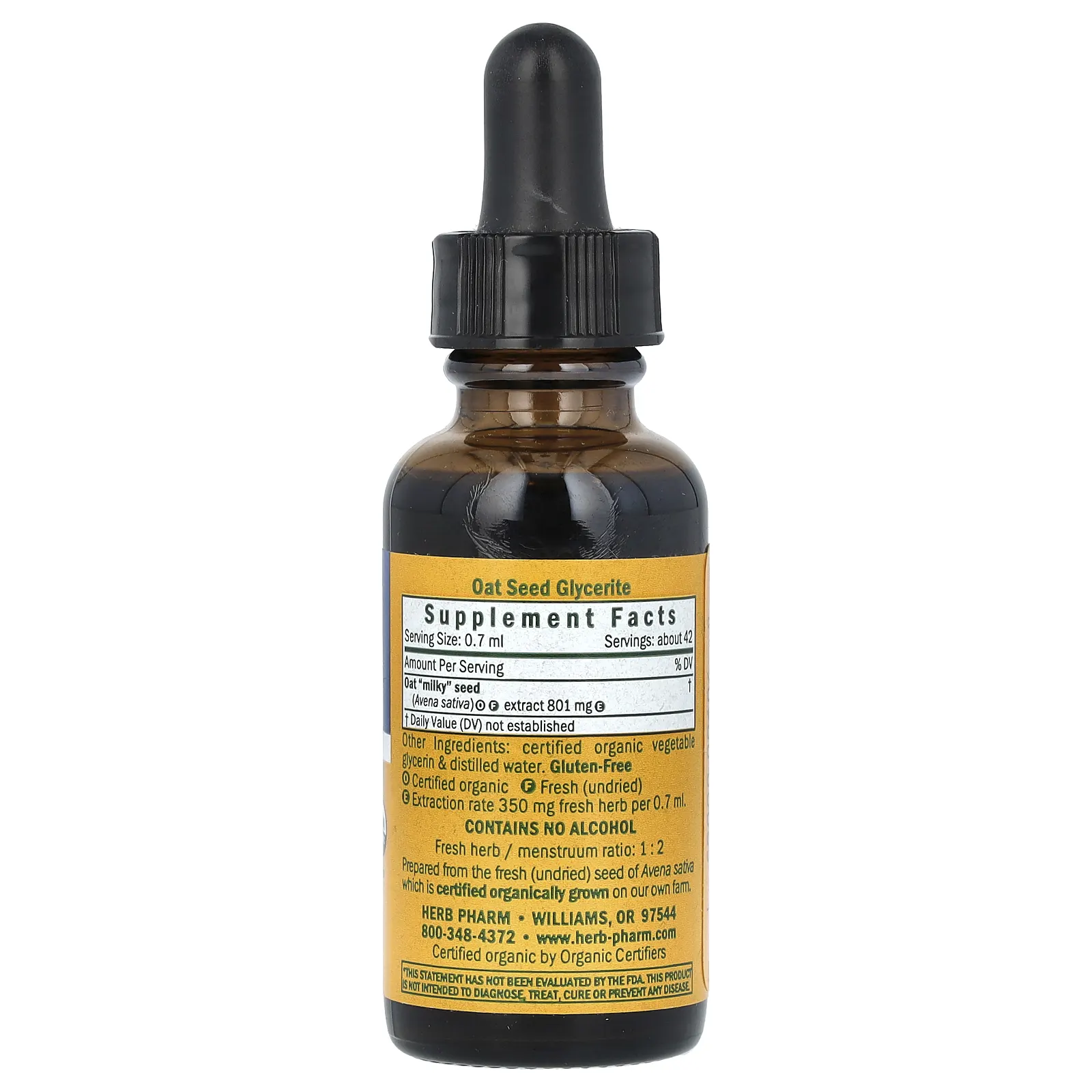 Herb Pharm, семена овса, без спирта, 30 мл (1 жидк. унция)