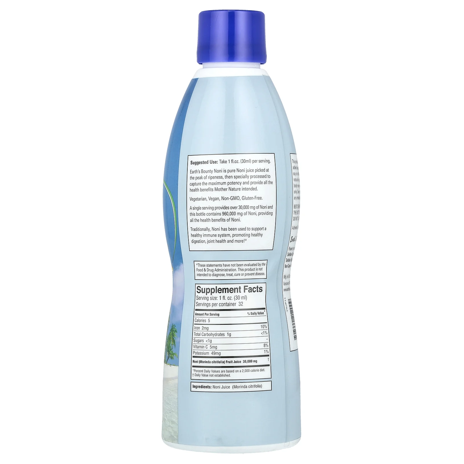 Earth's Bounty, 100% чистый сок нони (Tahitian), 946 мл (32 жидк. Унции)