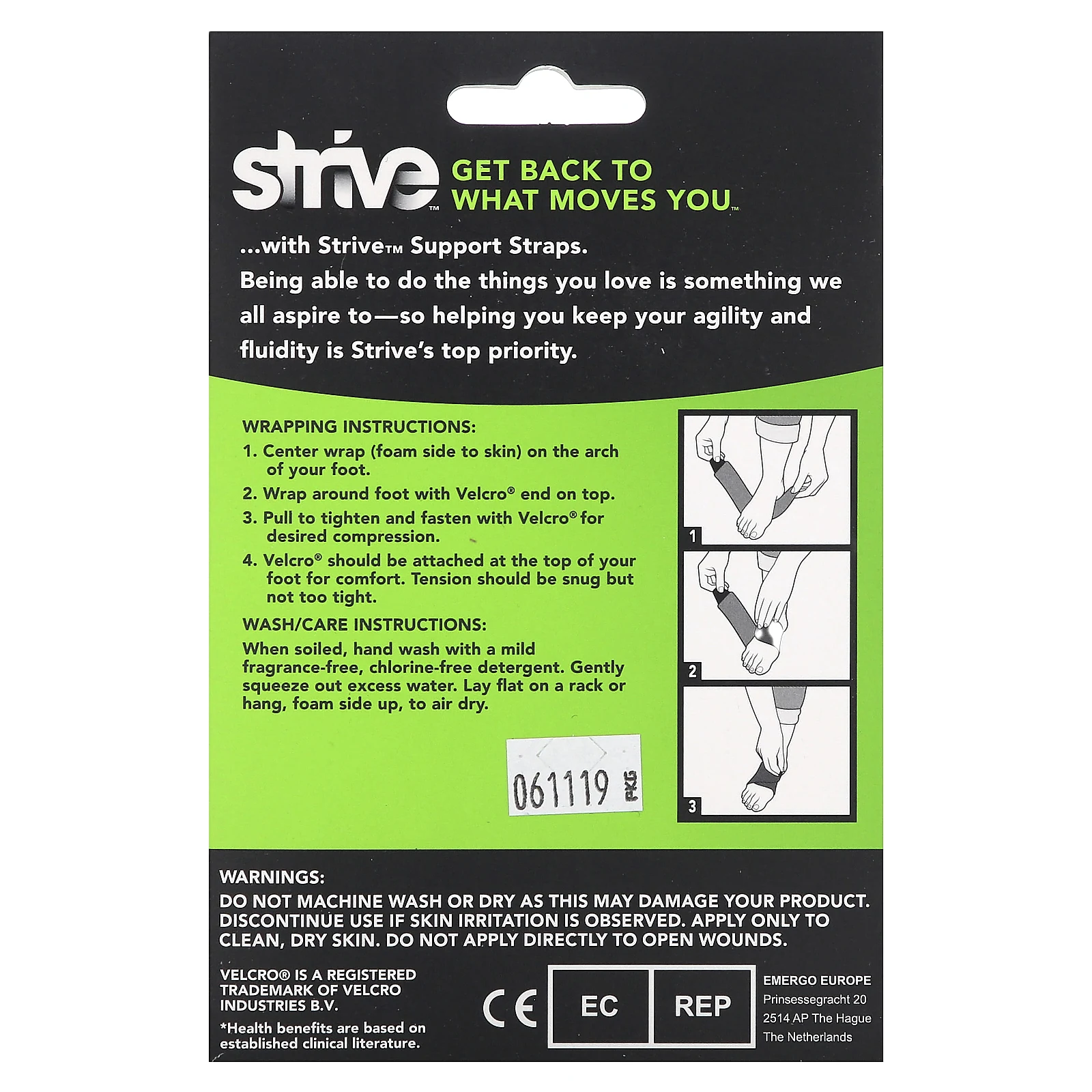 Strive, повязка для поддержки подошвенного фасциита, один размер подходит для большинства людей, 1 шт.