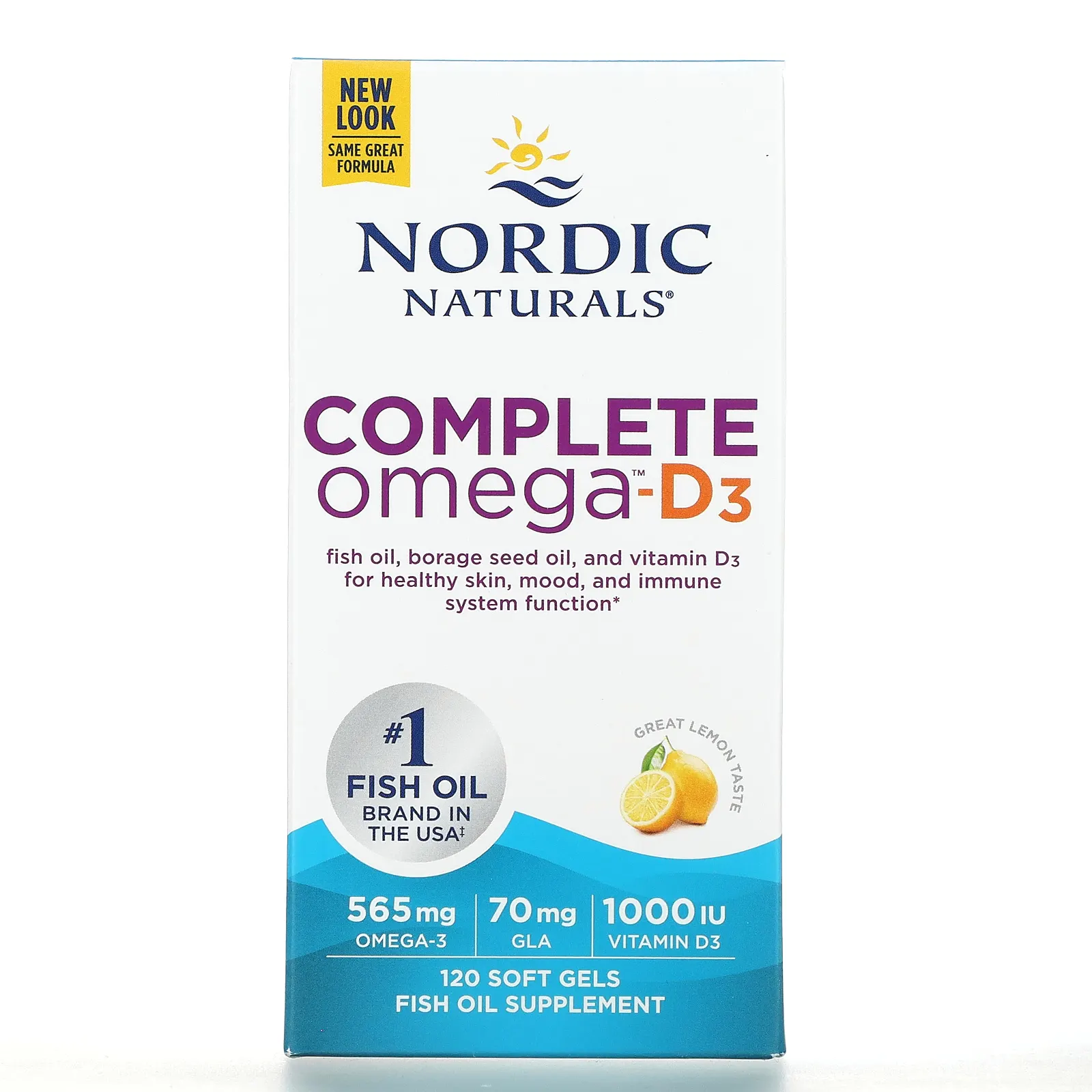 Nordic Naturals, Complete Omega-D3, со вкусом лимона, 565 мг, 120 капсул