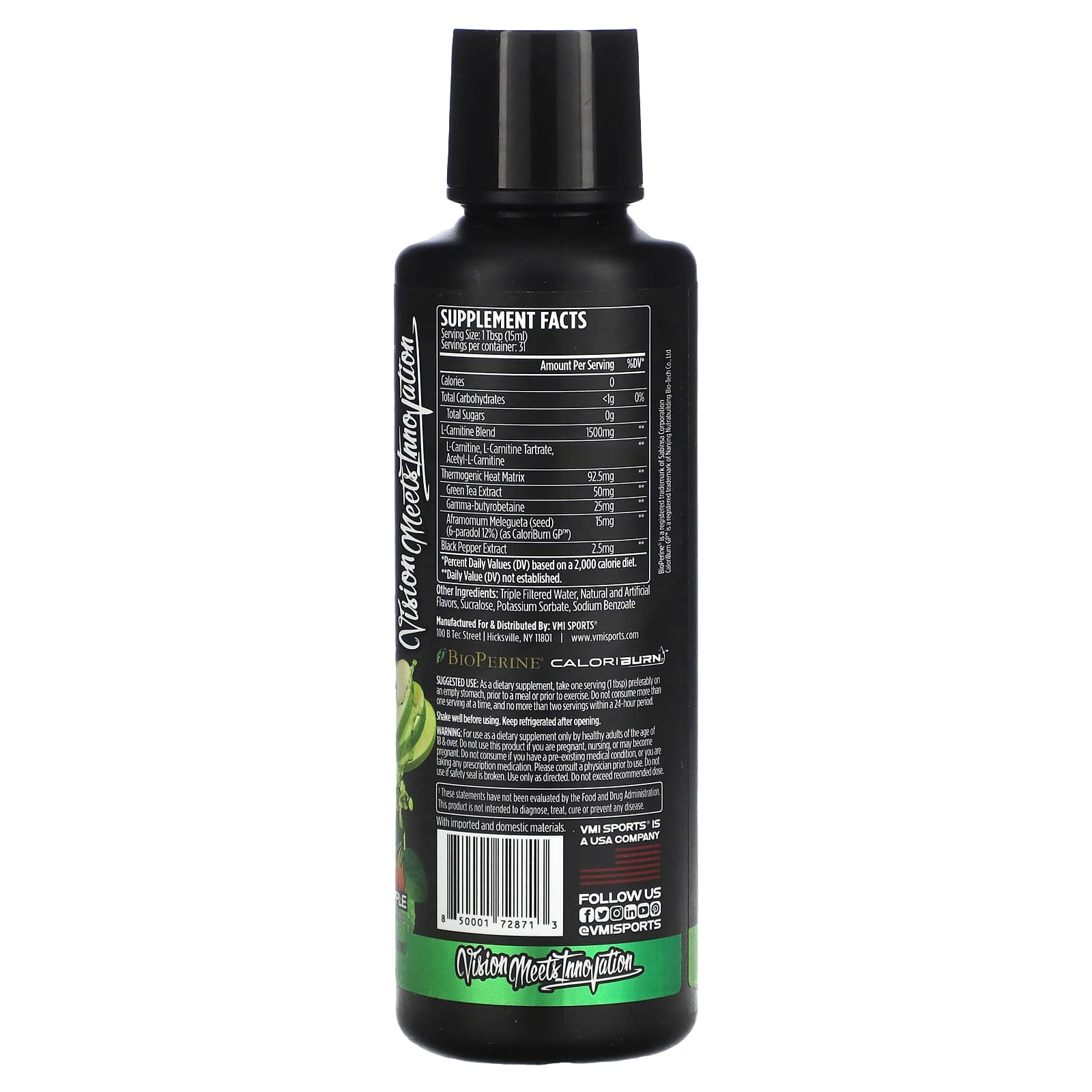 VMI Sports, L-карнитин 1500 тепла, бабушкиное яблоко, 473 мл (16 жидк. Унций)