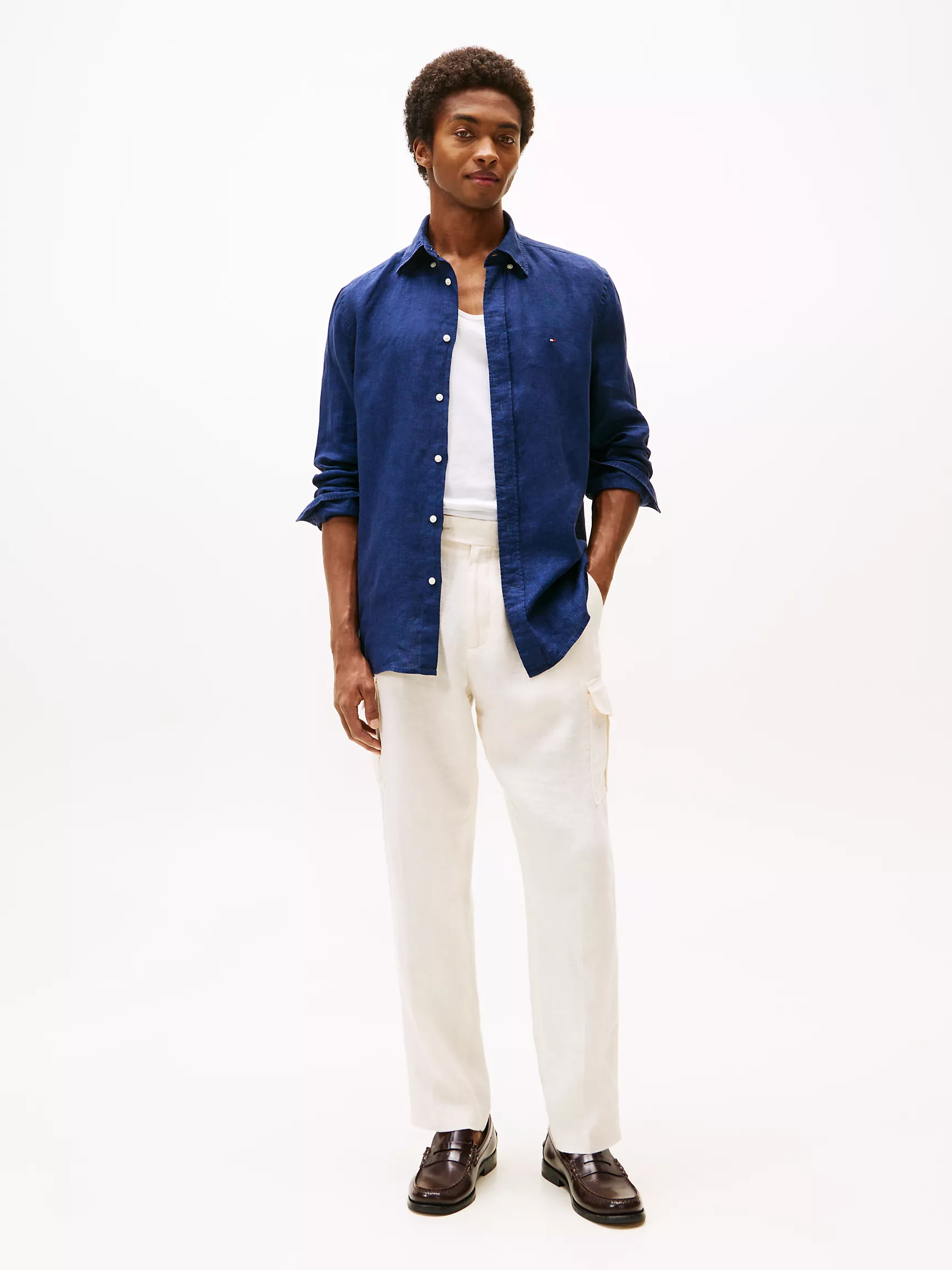 Мужская рубашка Tommy Hilfiger, Стандартная рубашка из окрашенного льна