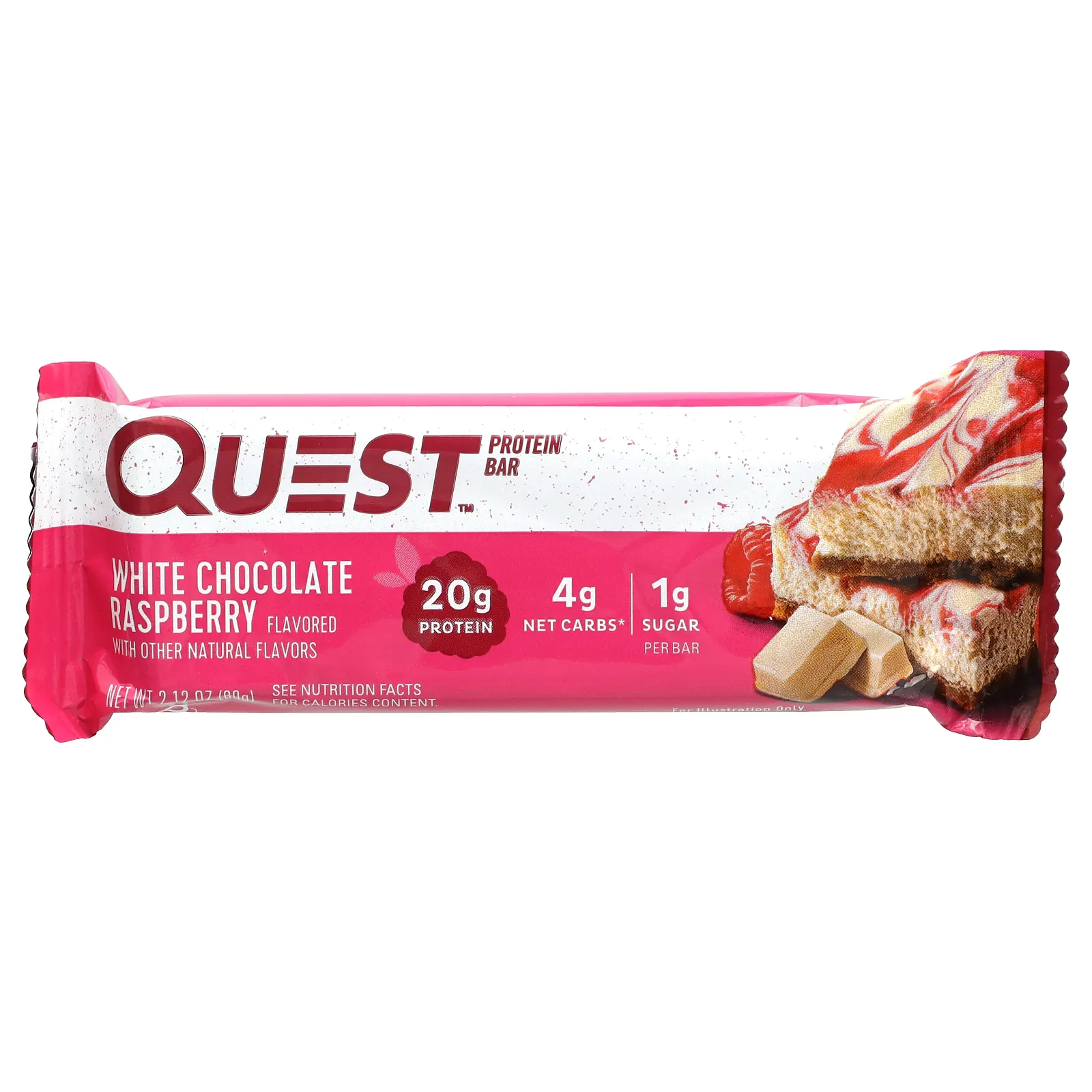 Quest Nutrition, протеиновый батончик, белый шоколад и малина, 4 шт. по 60 г (2,12 унции)