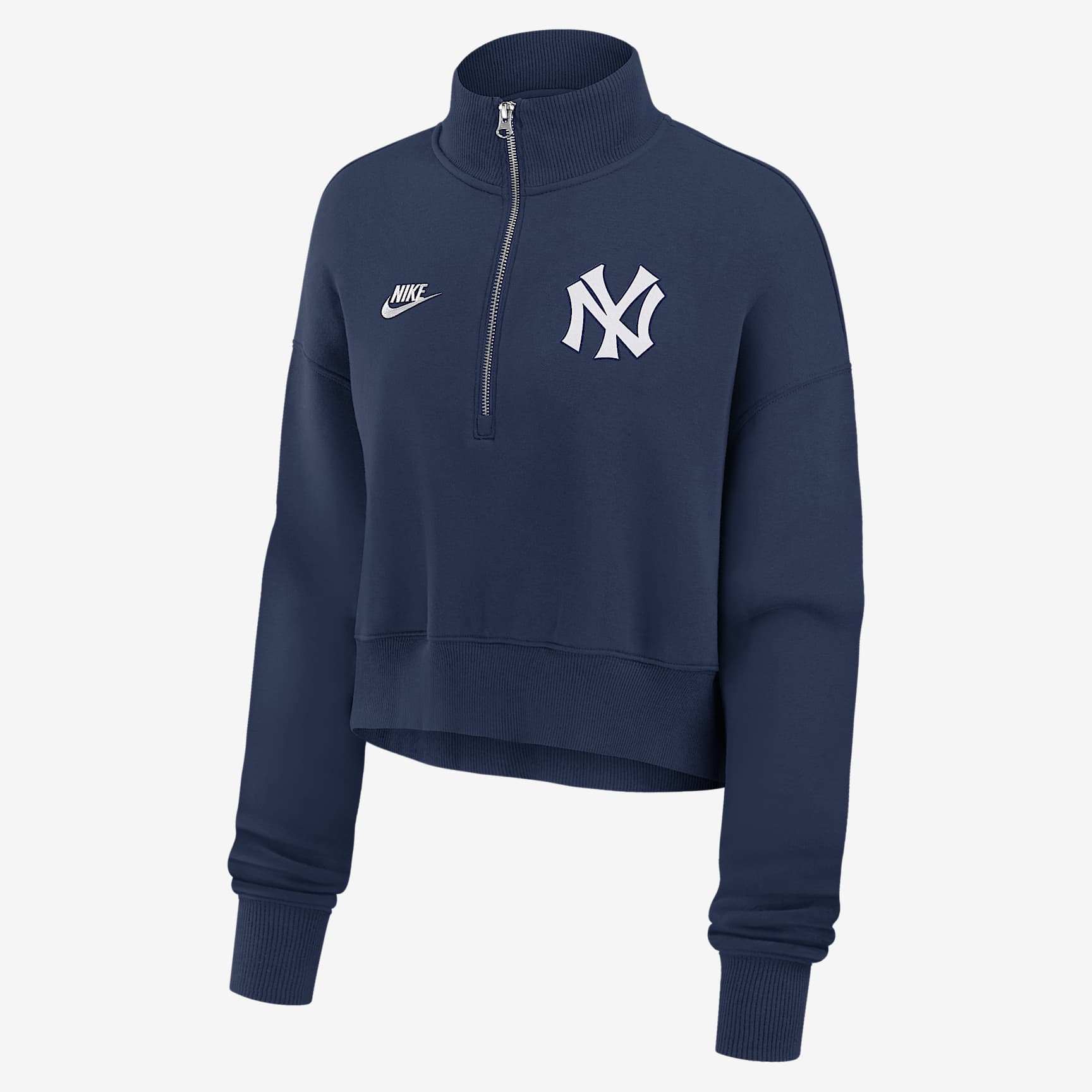 New York Yankees Cooperstown Phoenix Women's Nike MLB Cropped 1/2-Zip Crew
