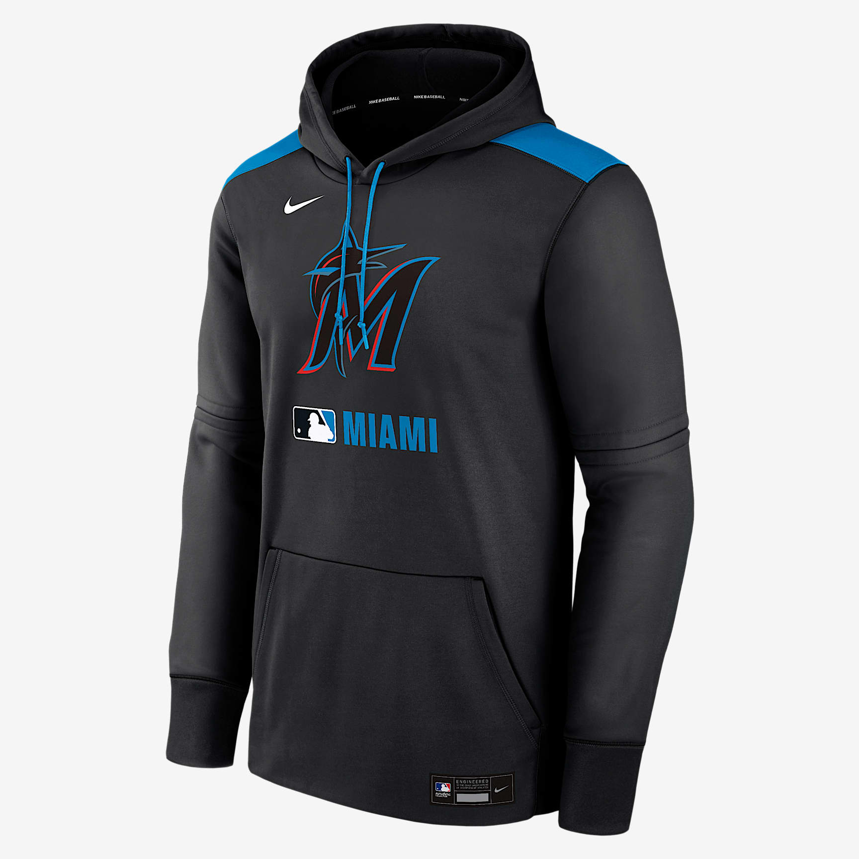 Miami Marlins Authentic Collection Men's Nike Therma MLB Pullover Hoodie